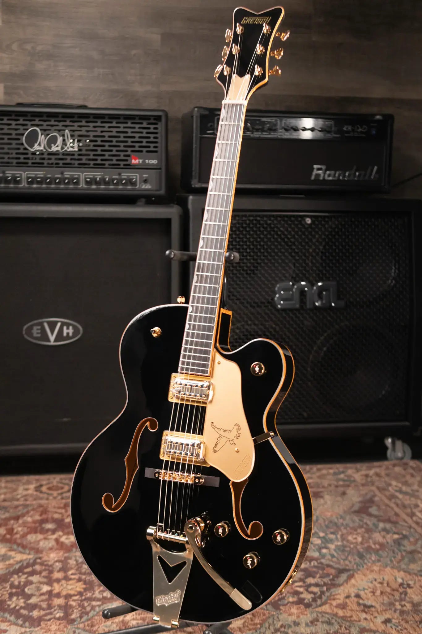 Gretsch Synchromatic Falcon Hollow Body Single-Cut with Bigsby Electric Guitar - Black with Hardshell Case