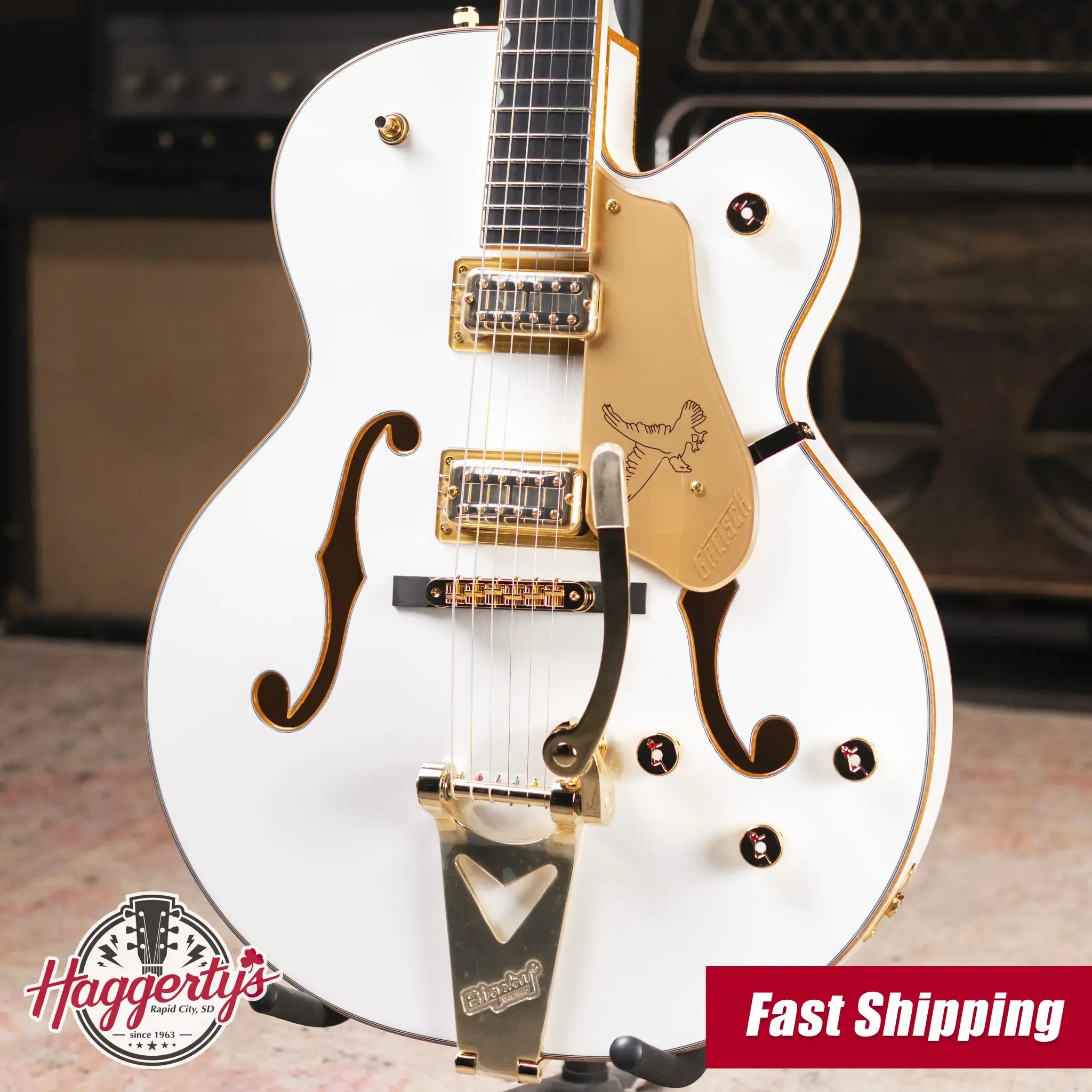 Gretsch Synchromatic Falcon Hollow Body Single-Cut with Bigsby Electric Guitar - Snowcrest White with Hardshell Case