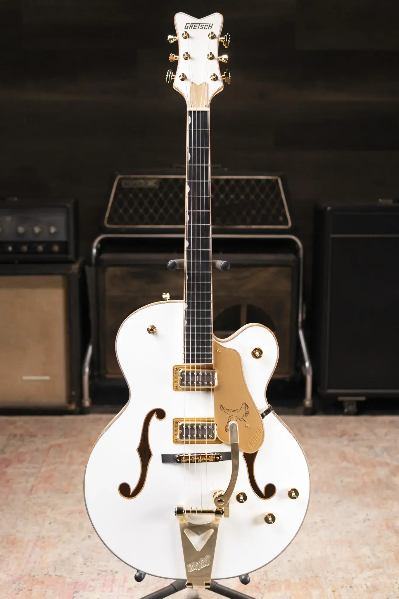 Gretsch Synchromatic Falcon Hollow Body Single-Cut with Bigsby Electric Guitar - Snowcrest White with Hardshell Case