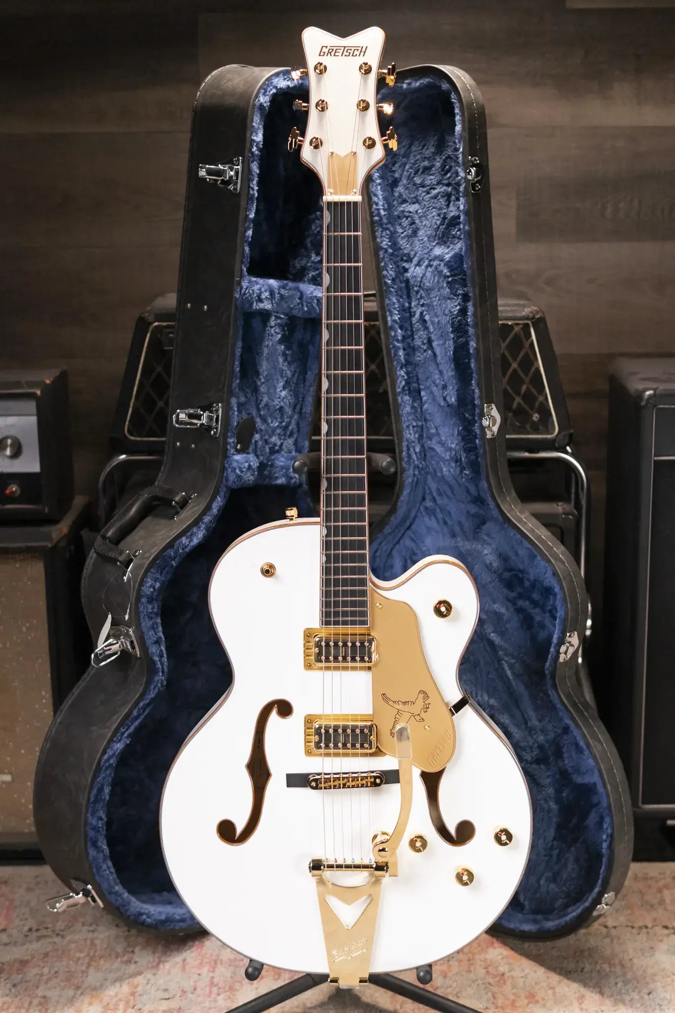 Gretsch Synchromatic Falcon Hollow Body Single-Cut with Bigsby Electric Guitar - Snowcrest White with Hardshell Case