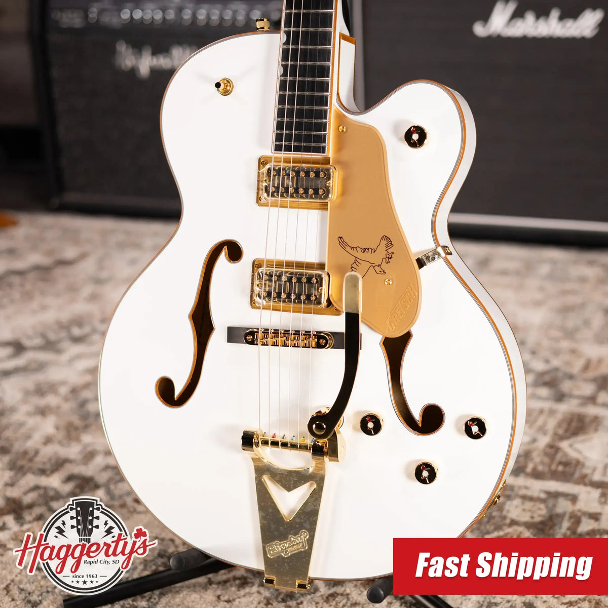 Gretsch Synchromatic Falcon Hollow Body Single-Cut with Bigsby Electric Guitar - Snowcrest White with Hardshell Case