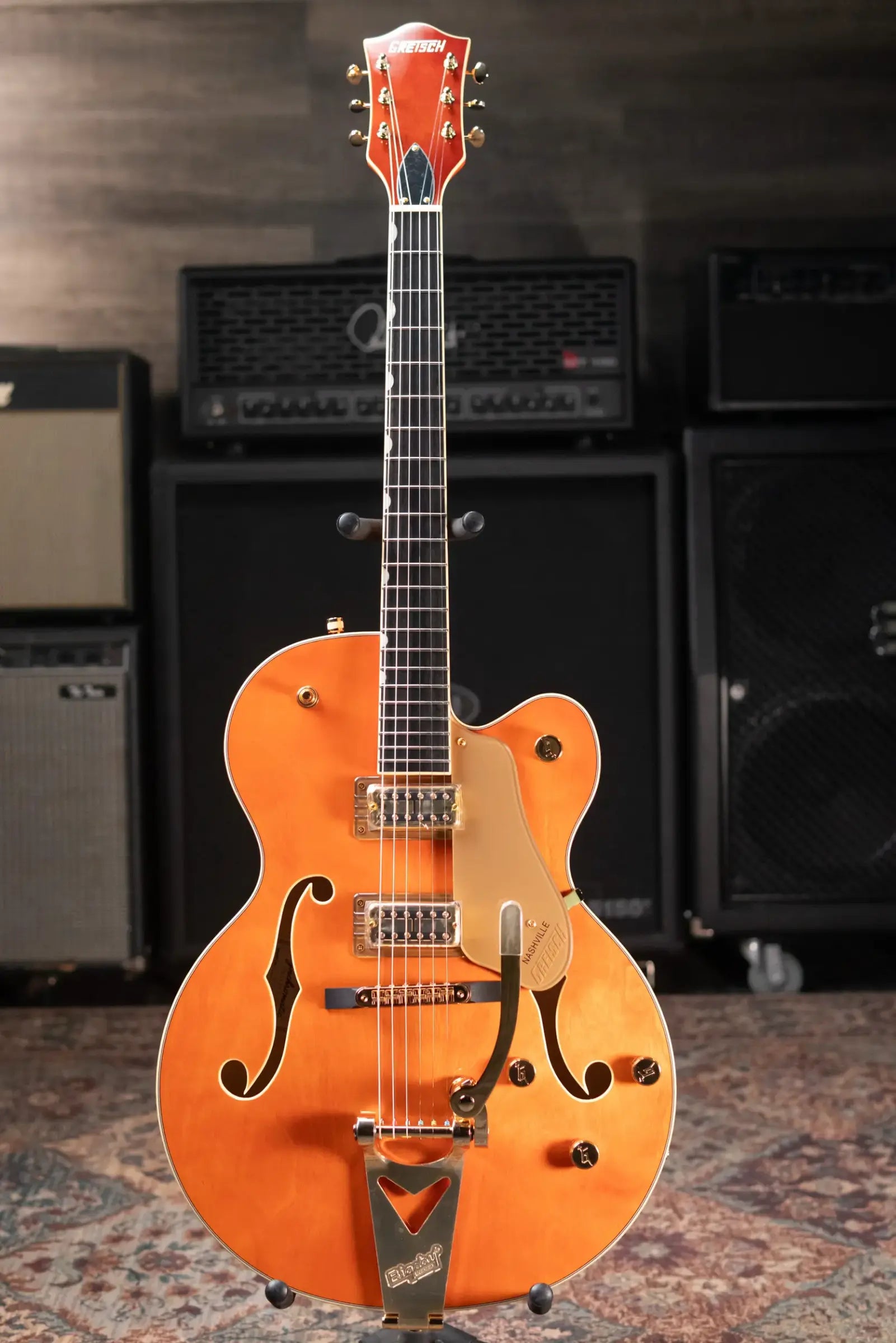 Gretsch Synchromatic Nashville Hollow Body Single-Cut with Bigsby Electric Guitar - 50's Orange Stain with Hardshell Case