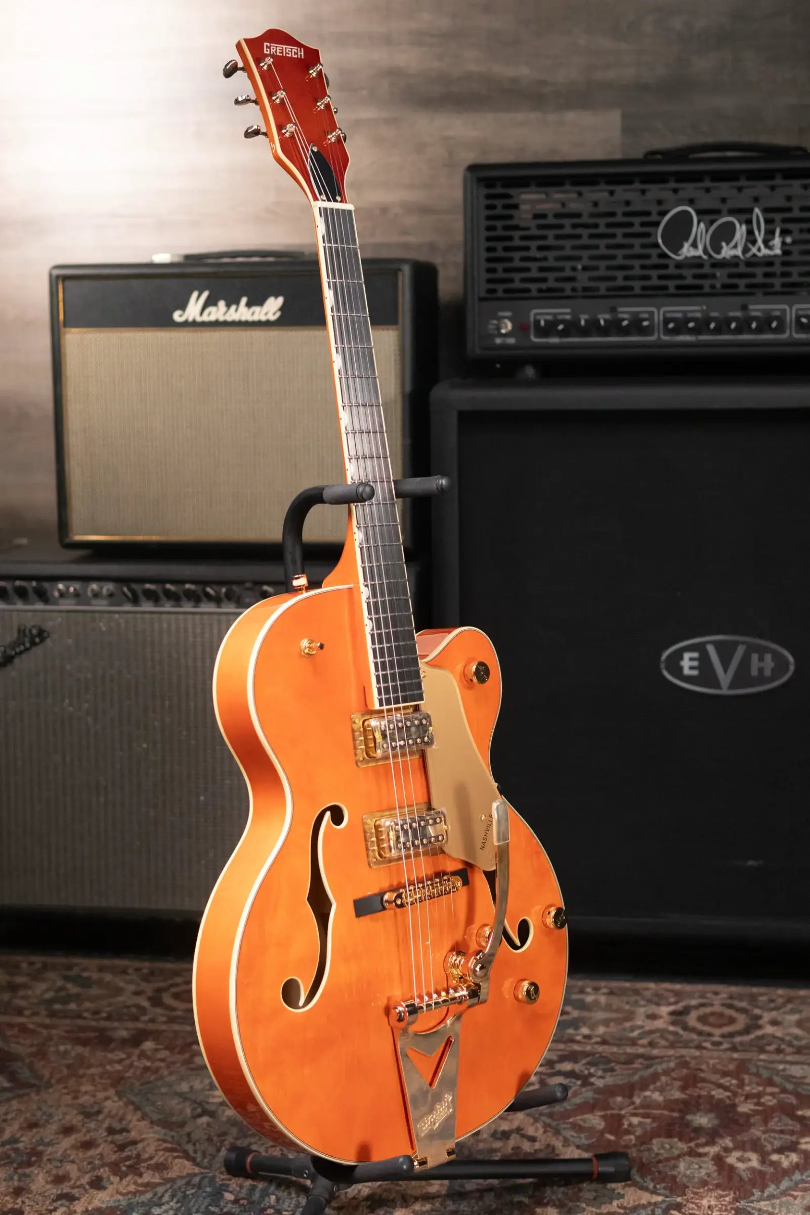 Gretsch Synchromatic Nashville Hollow Body Single-Cut with Bigsby Electric Guitar - 50's Orange Stain with Hardshell Case
