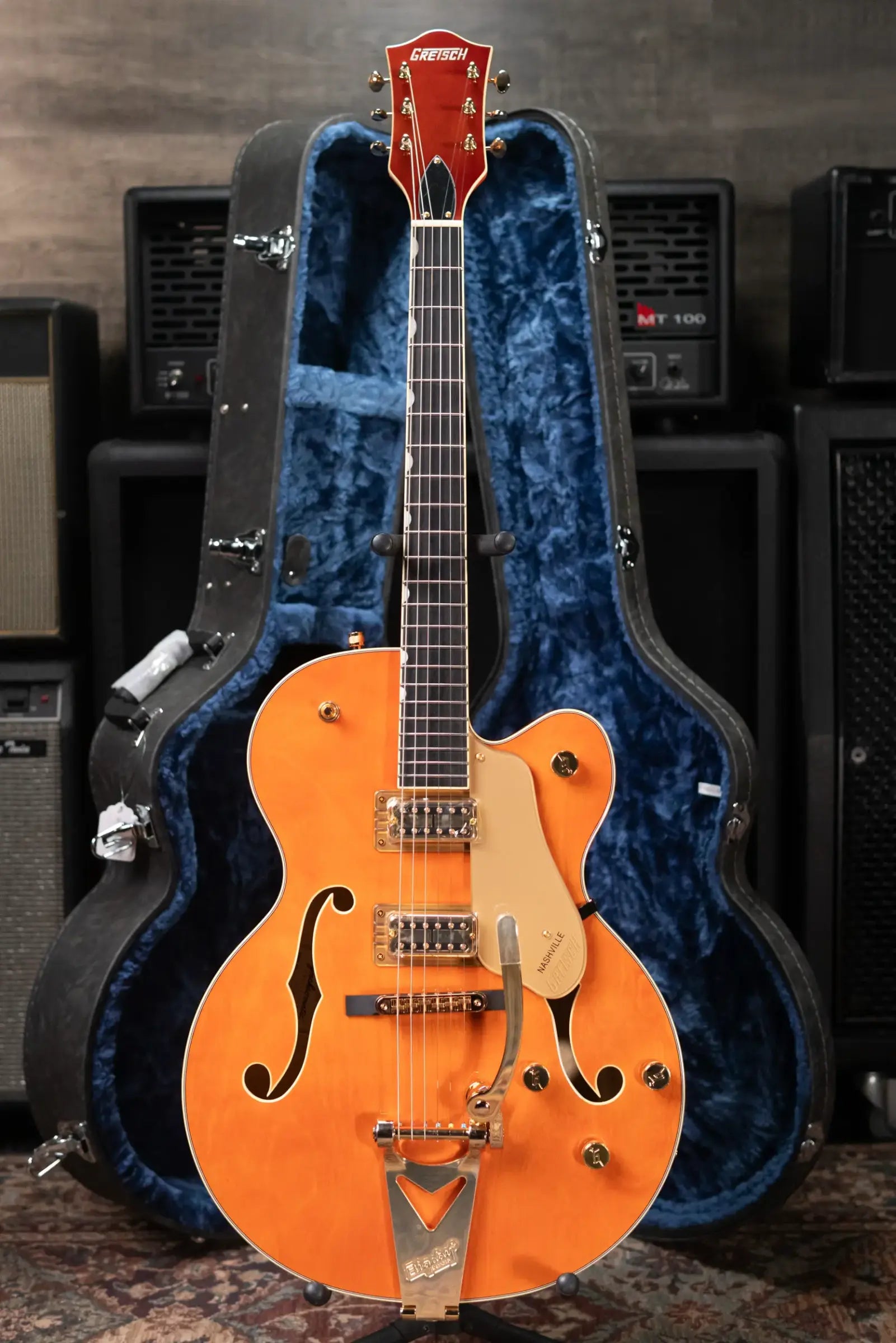 Gretsch Synchromatic Nashville Hollow Body Single-Cut with Bigsby Electric Guitar - 50's Orange Stain with Hardshell Case