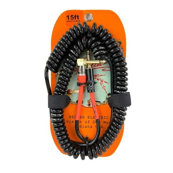 Henry Heller Coiled 15 Foot 1/4" Jack Pro Guitar or Instrument Cable HECC15-BLK - Black