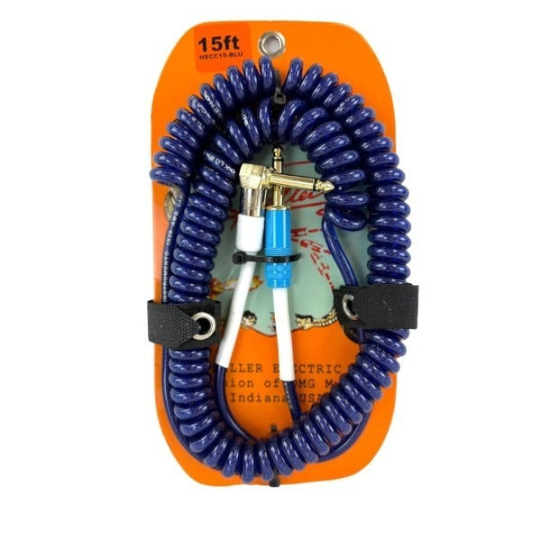 Henry Heller Coiled 15 Foot 1/4" Jack Pro Guitar or Instrument Cable HECC15-BLU - Blue