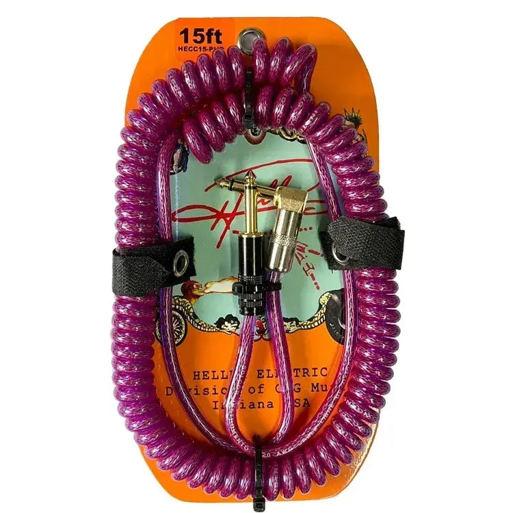 Henry Heller Coiled 15 Foot 1/4" Jack Pro Guitar or Instrument Cable - Purple