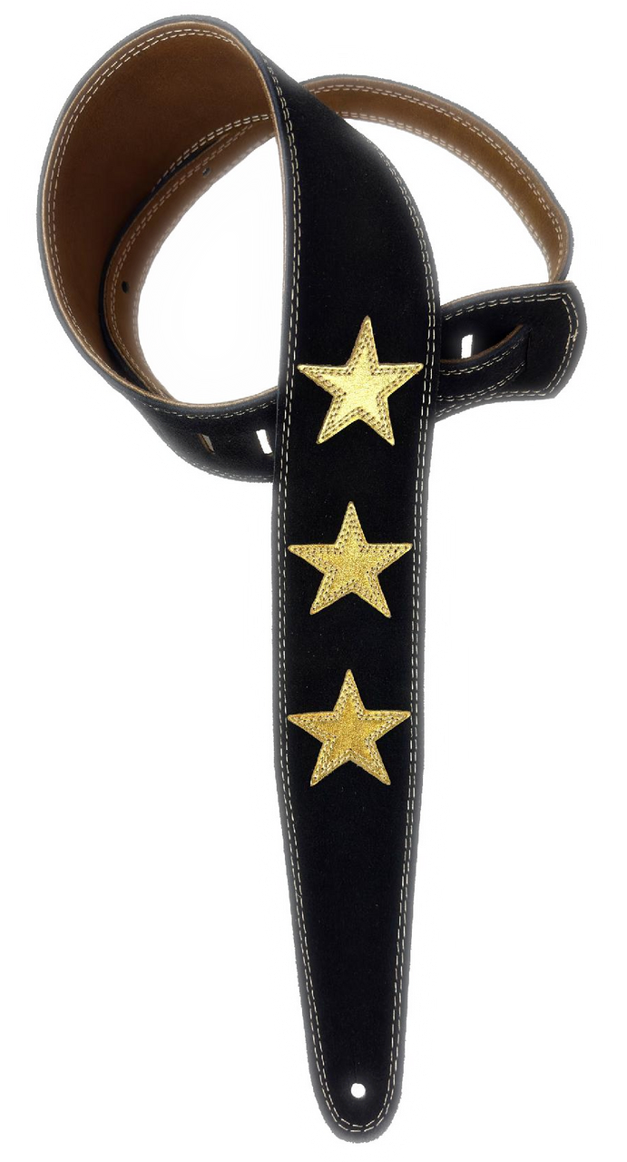 Henry Heller HP25STAR-BLKGLD 2.5" Adjustable Guitar Strap - Black and Gold