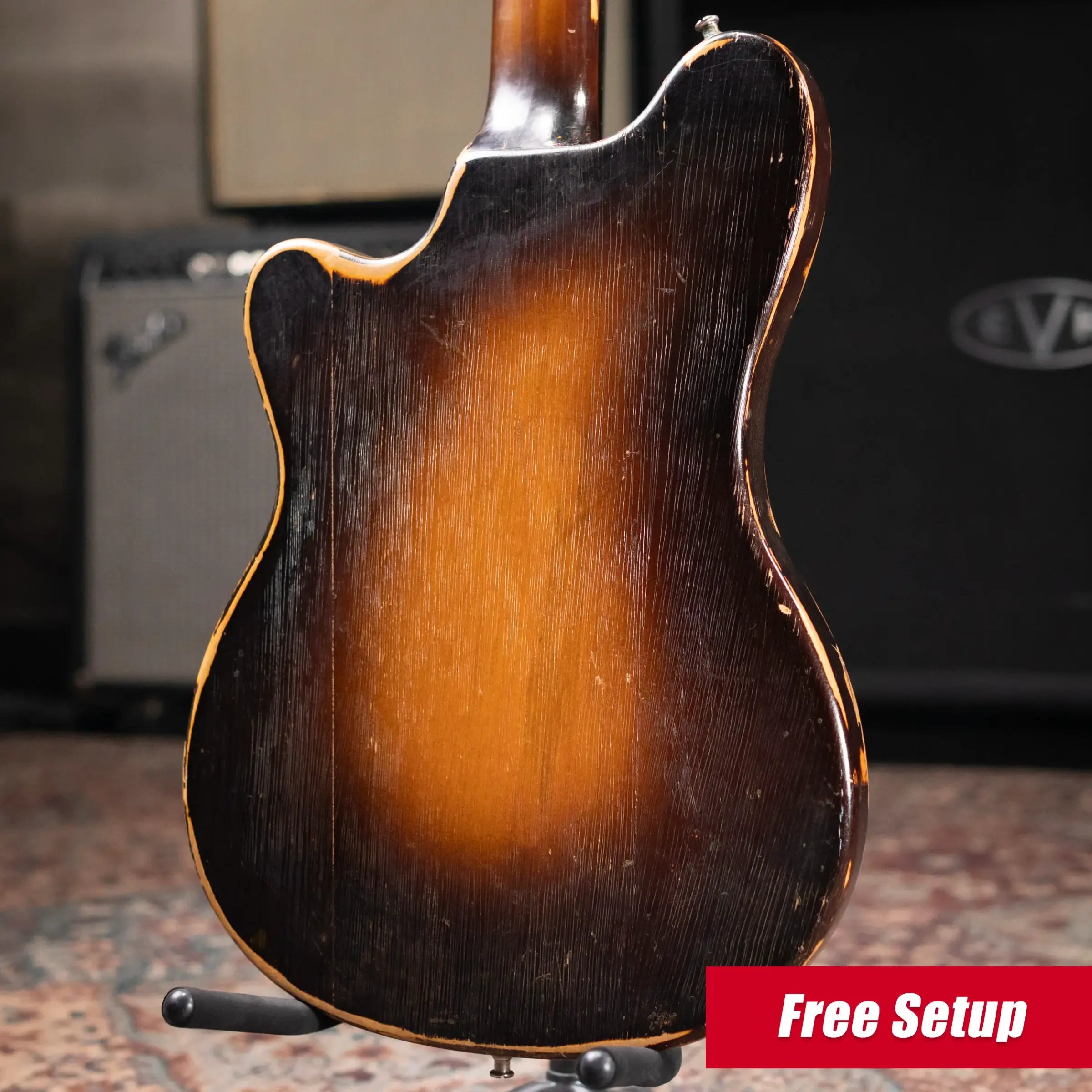 Hofner Rare Vintage 1960 V2 Solid Body Electric Guitar Sunburst with Hardshell Case - Used