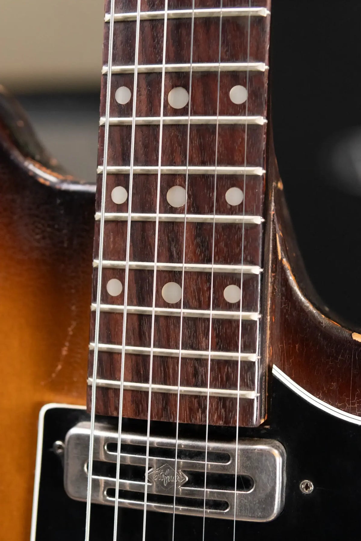Hofner Rare Vintage 1960 V2 Solid Body Electric Guitar Sunburst with Hardshell Case - Used
