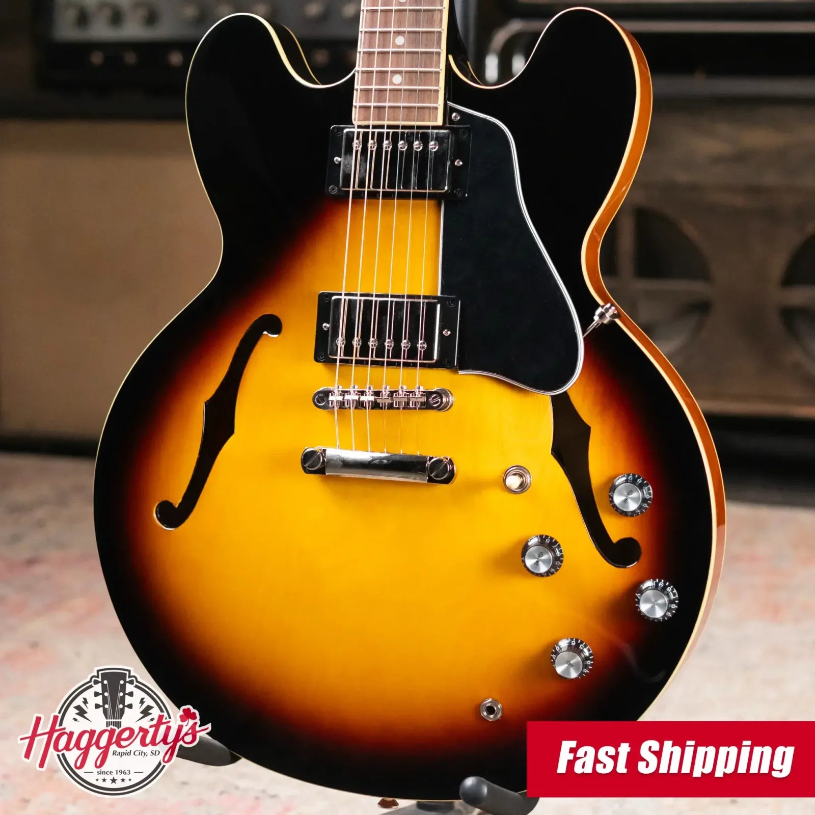 Epiphone ES-335 Semi-hollow Electric Guitar with Gibson Hardshell Case - Sunburst - Used