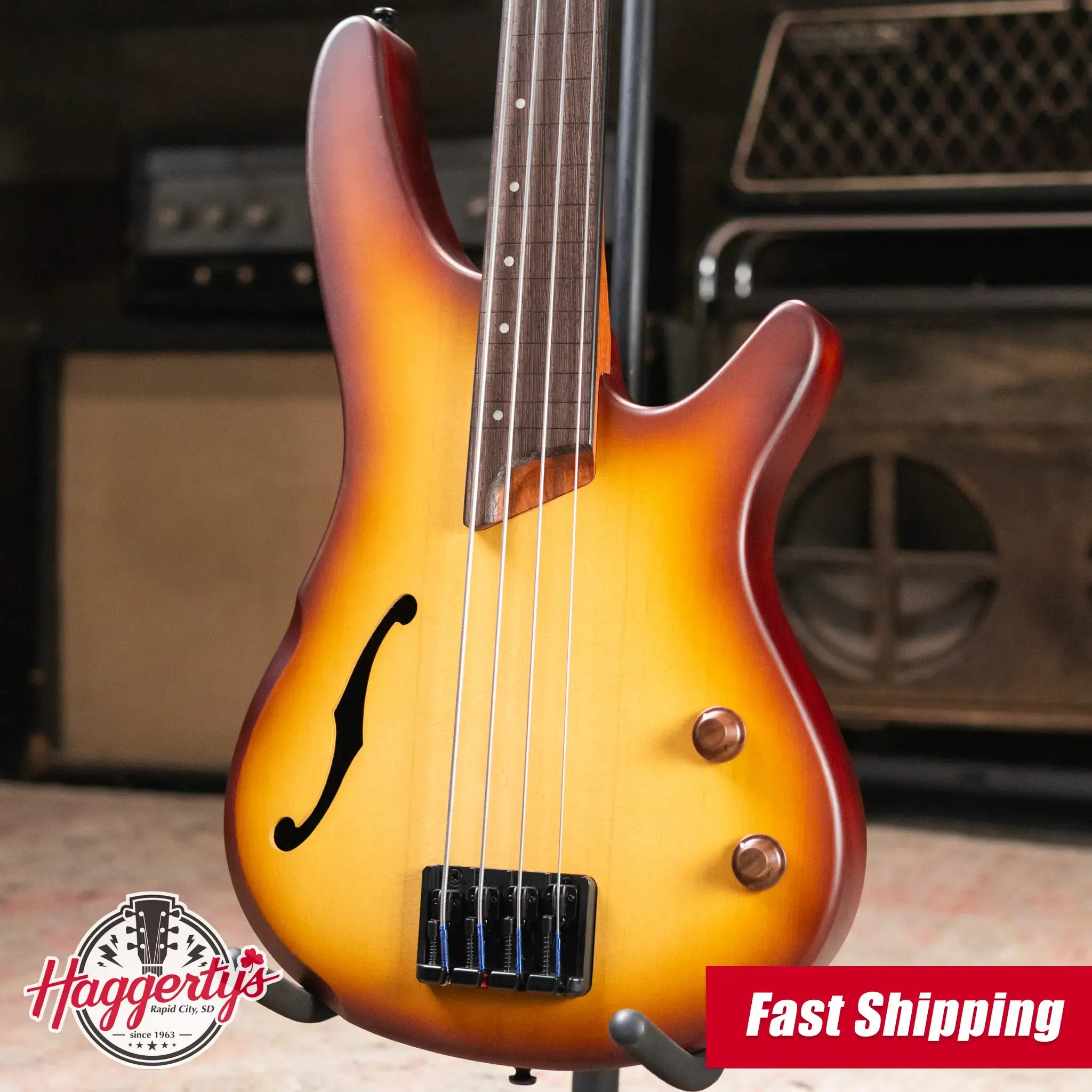 Ibanez Bass Workshop SRH500F Fretless Electric Bass - Natural Browned Burst Flat