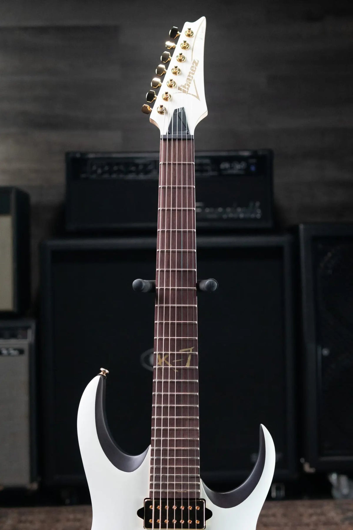 Ibanez K7YANG Brian "Head" Welch Signature 7-String Electric Guitar - Matte White with Gig Bag