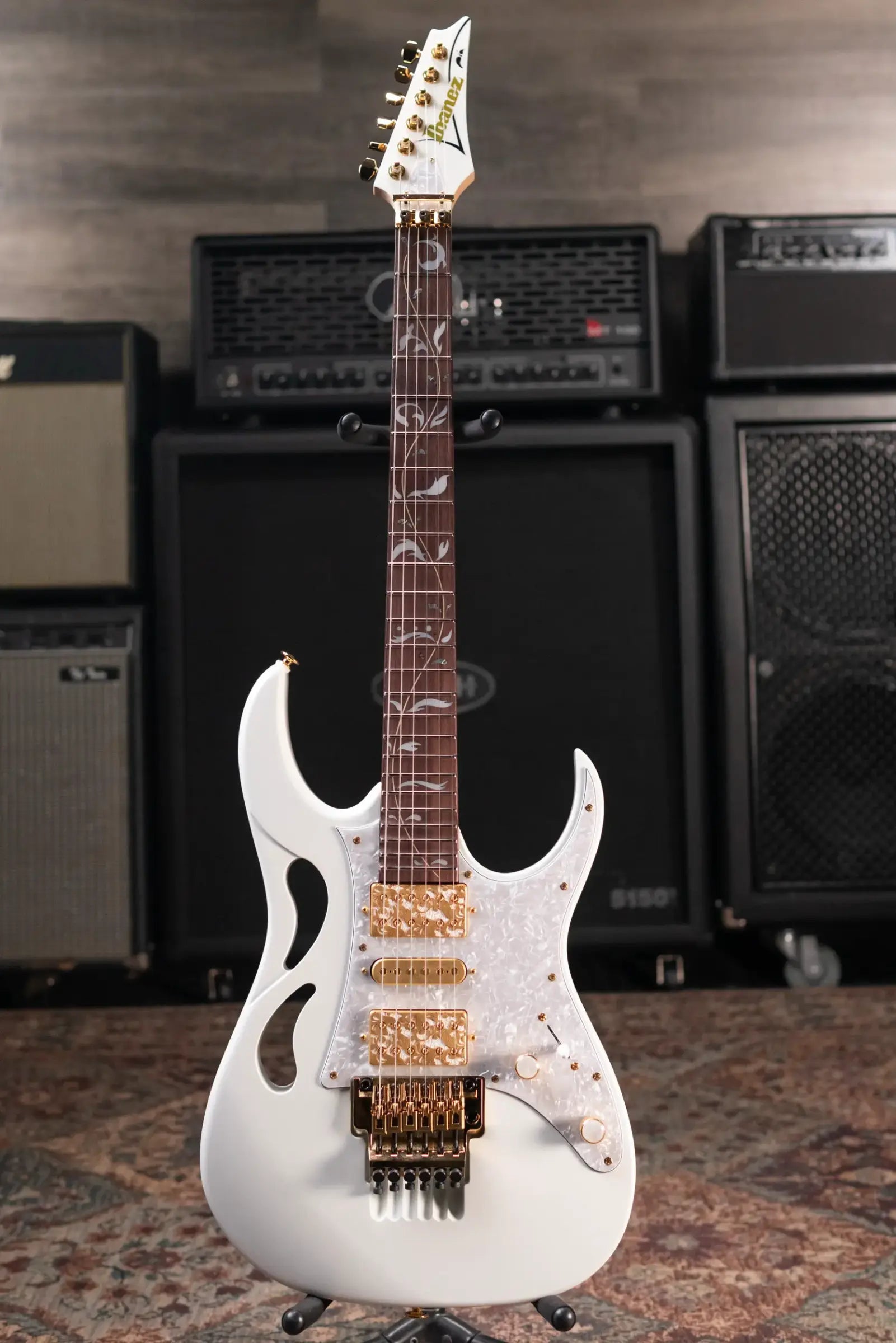 Ibanez PIA3761SLW Steve Vai Signature Electric Guitar Stallion White with Hardshell Case - Used