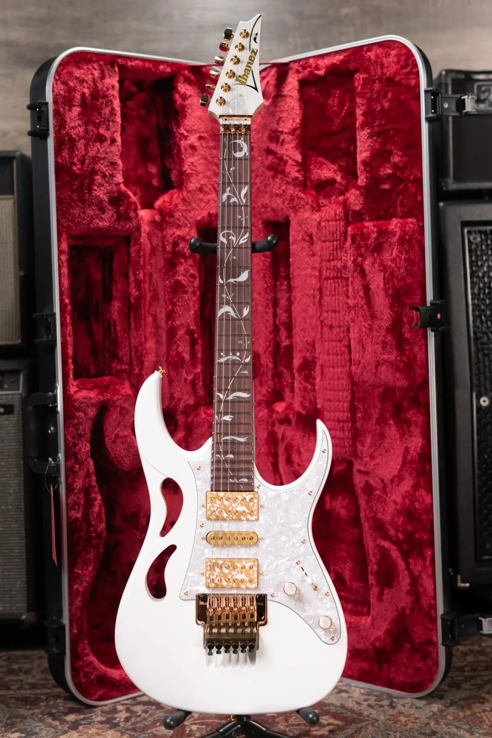 Ibanez PIA3761SLW Steve Vai Signature Electric Guitar Stallion White with Hardshell Case - Used