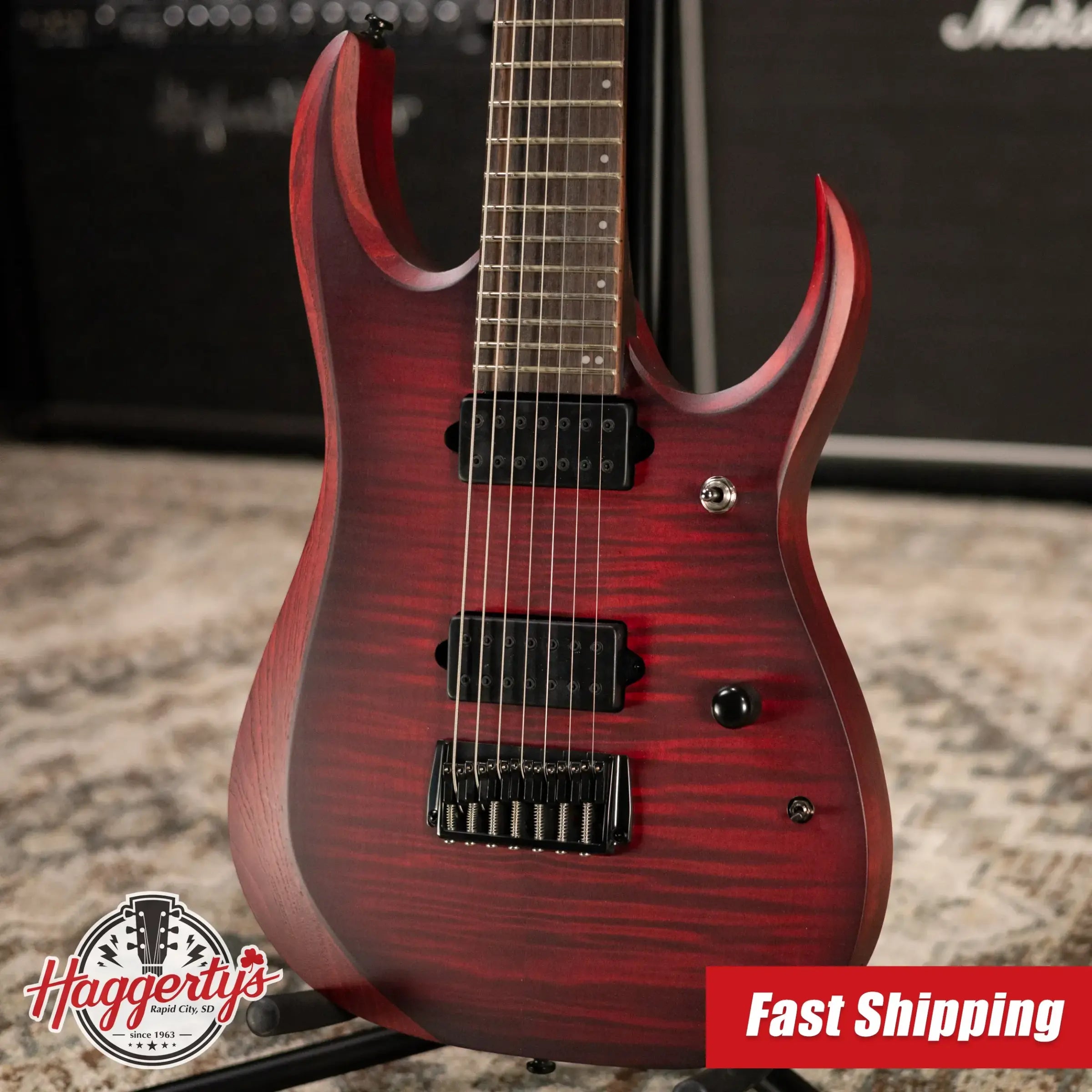 Ibanez RGD721FAWUF Standard 7-String Electric Guitar - Stained Wine Red Burst Flat