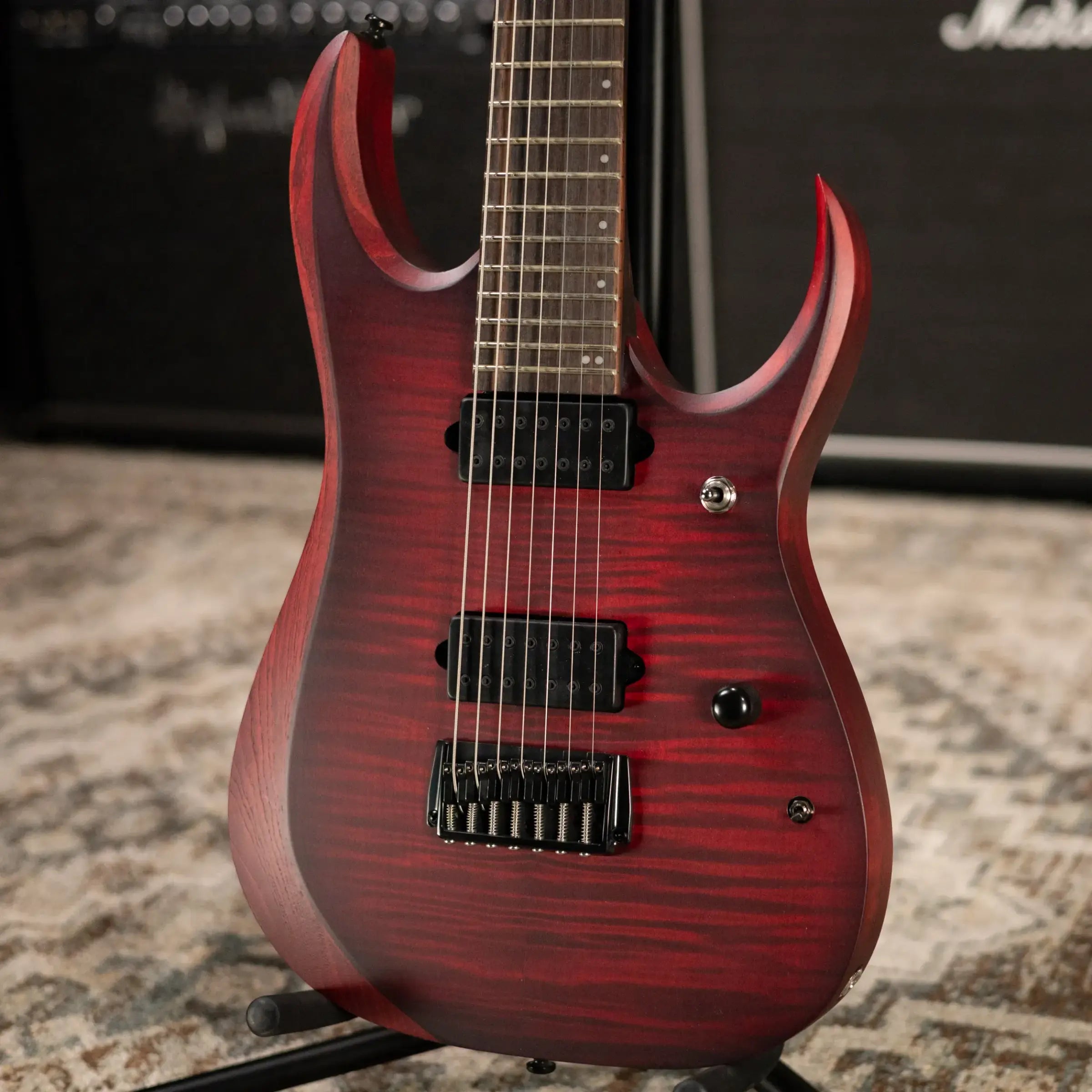 Ibanez RGD721FAWUF Standard 7-String Electric Guitar - Stained Wine Red Burst Flat