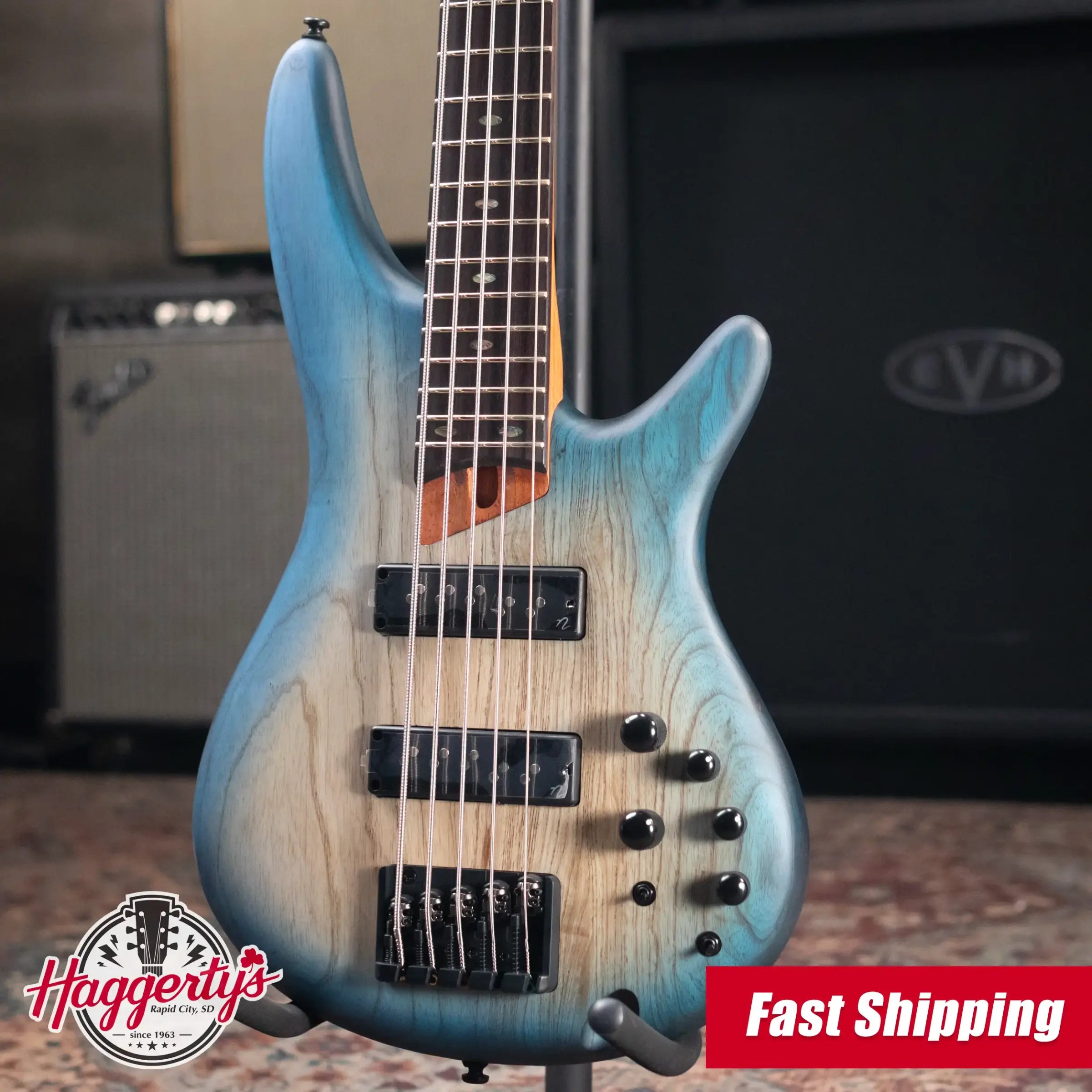 Ibanez SR605E 5-String Electric Bass - Cosmic Blue Starburst Flat