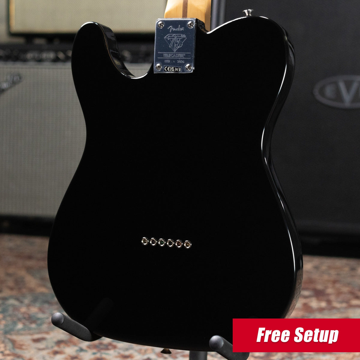 Fender 75th Anniversary Player II Baritone Telecaster Electric Guitar - Black