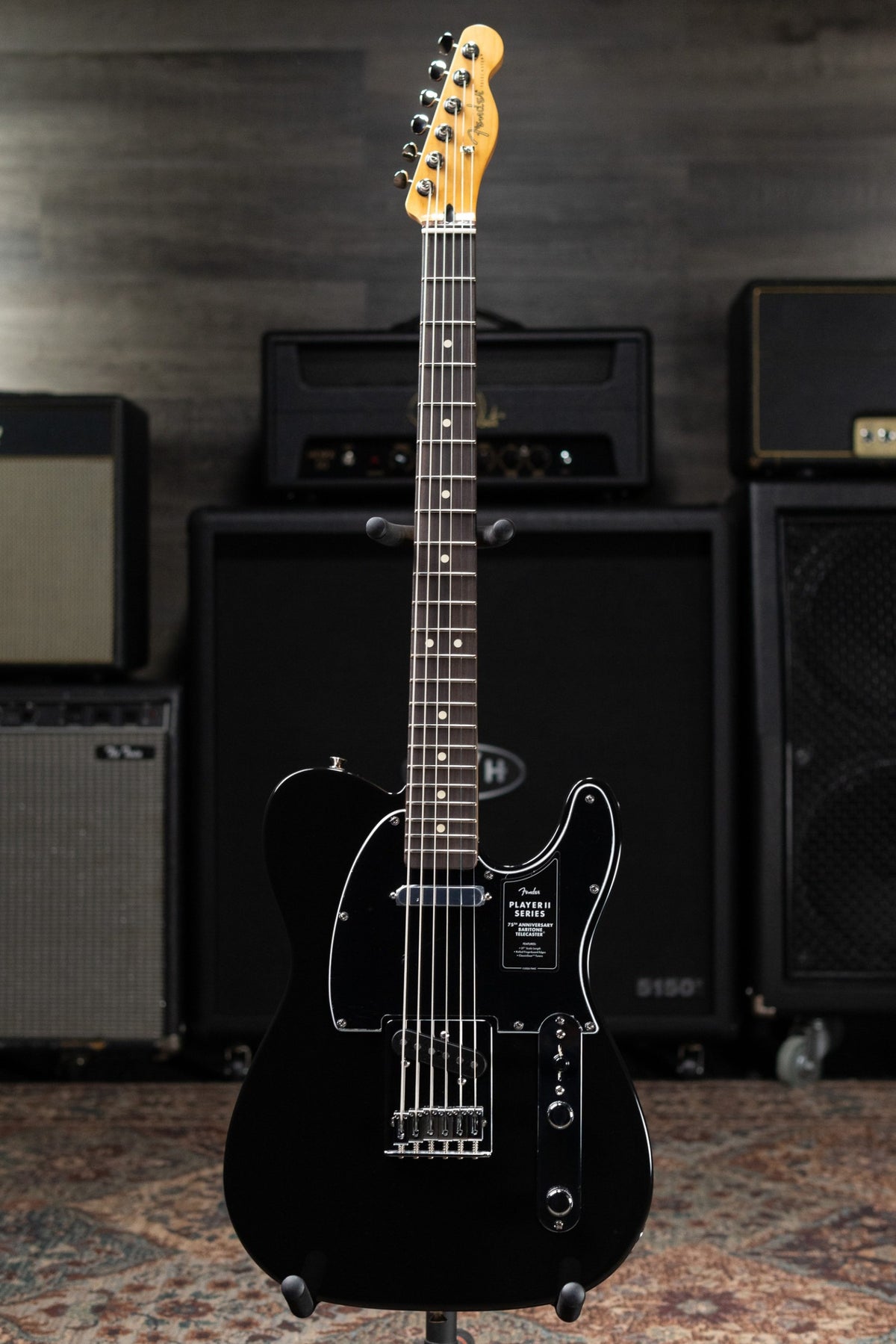 Fender 75th Anniversary Player II Baritone Telecaster Electric Guitar - Black
