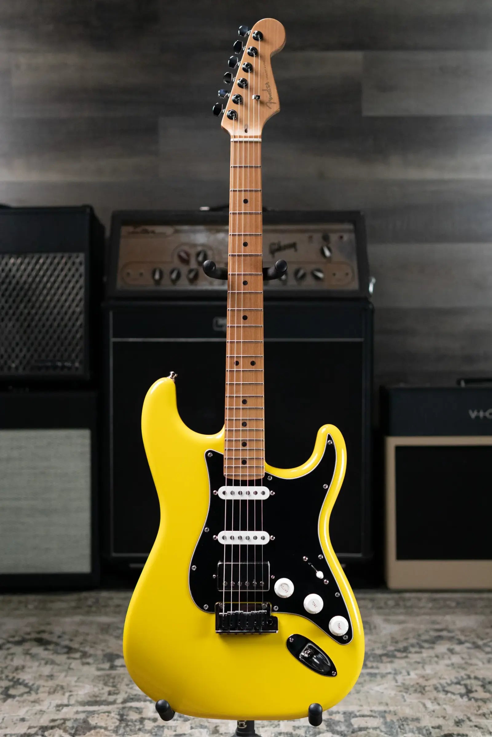 Fender Limited Edition American Ultra II Stratocaster HSS Electric Guitar - Graffiti Yellow with Hardshell Case