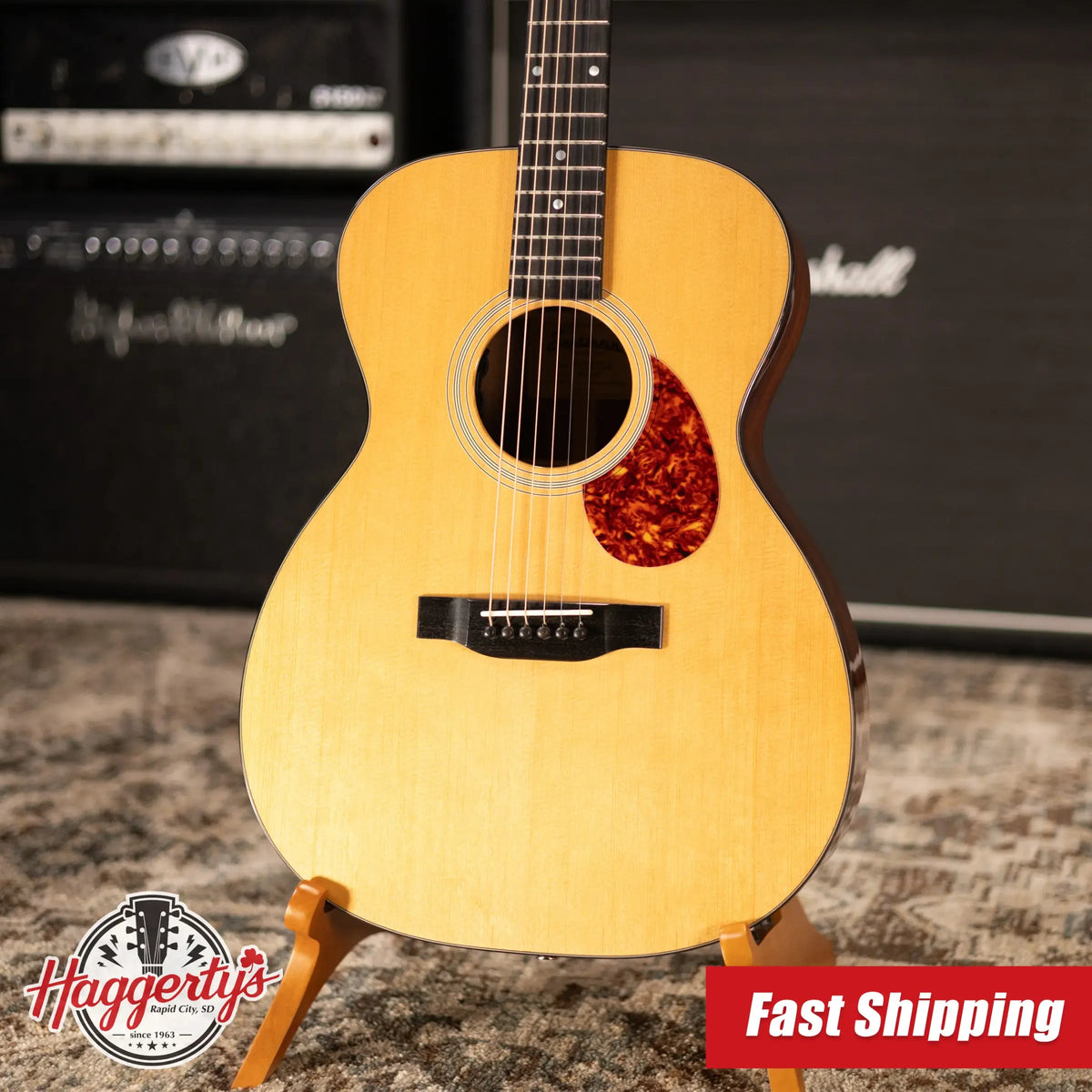 Eastman E1OM-DLX Acoustic/Electric Guitar with Gig Bag