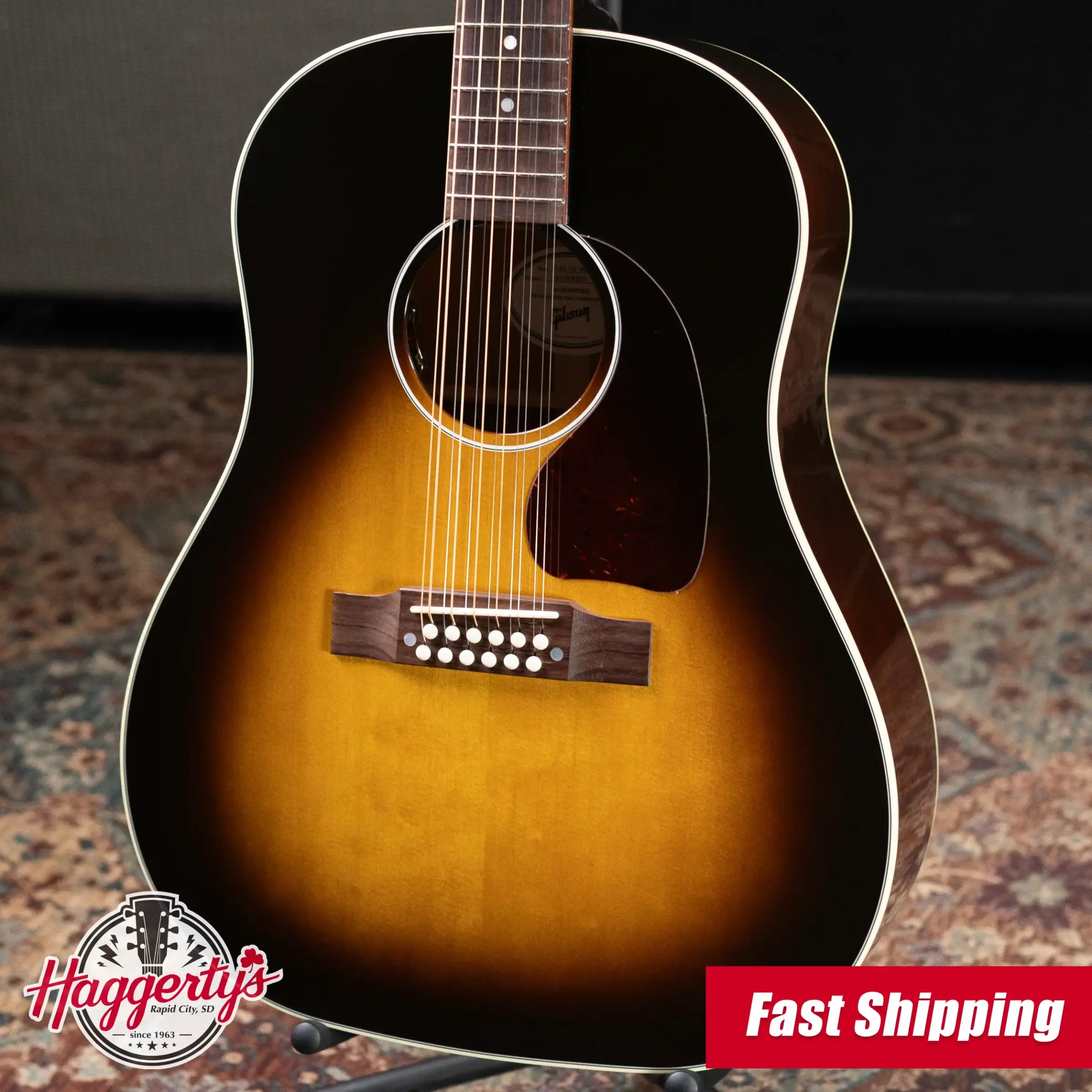 Gibson J-45 Standard 12-String Acoustic/Electric Guitar - Vintage Sunburst with Hardshell Case