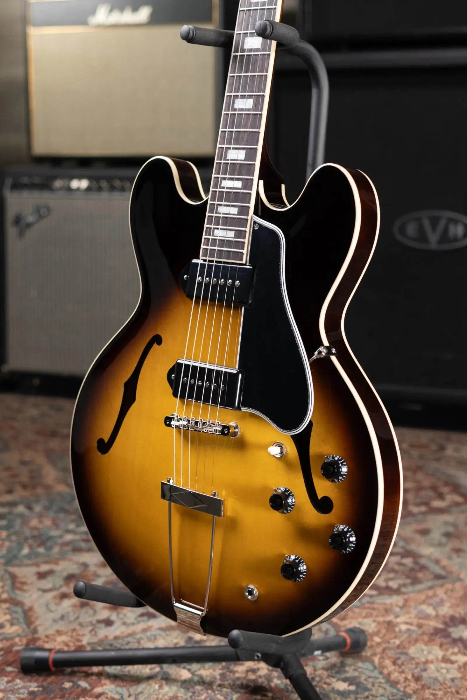 Gibson ES-330 Hollow Body Electric Guitar - Tobacco Burst with Hardshell Case
