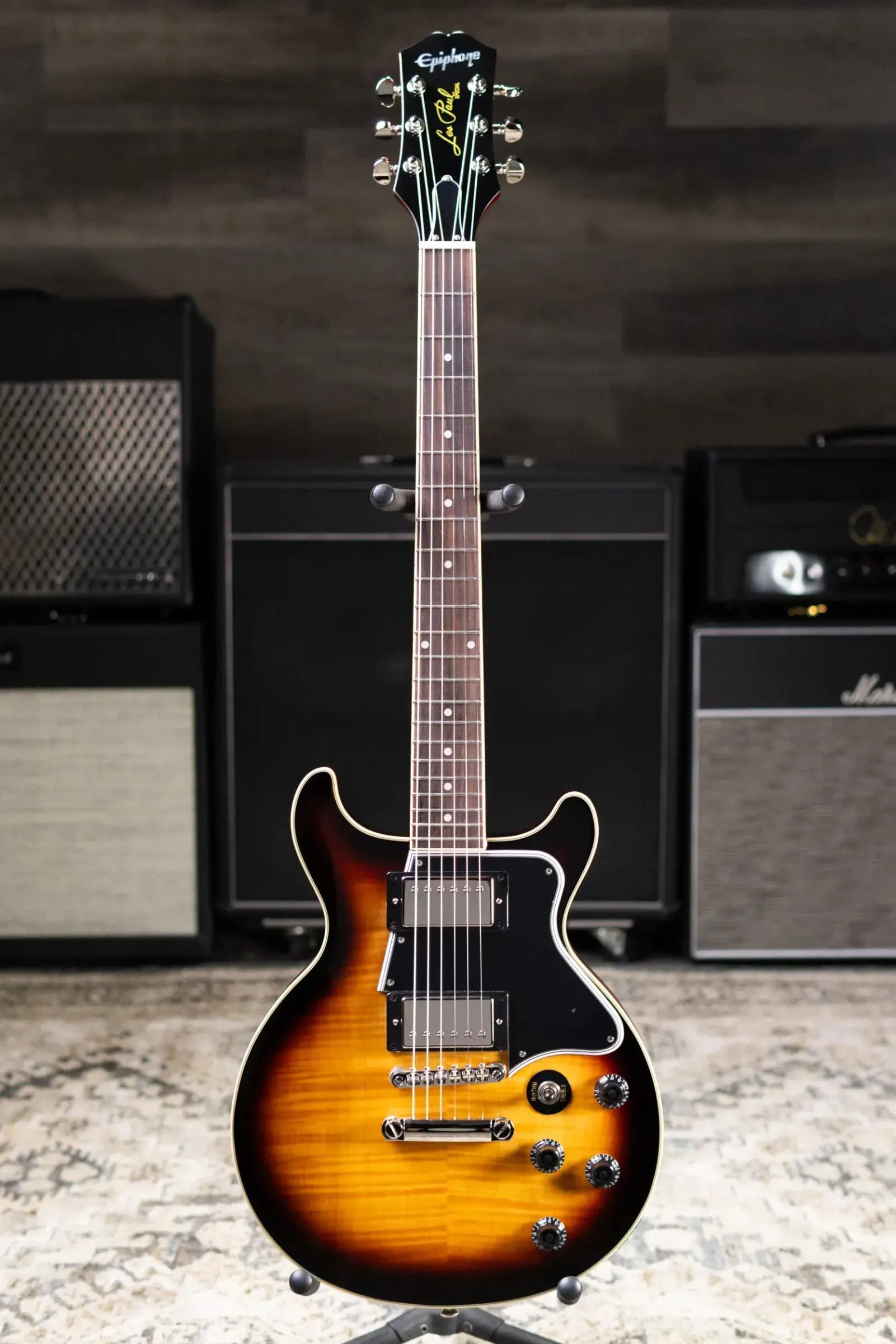 Epiphone Les Paul Special Double Cut Figured Electric Guitar - Bourbon Burst with Gig Bag