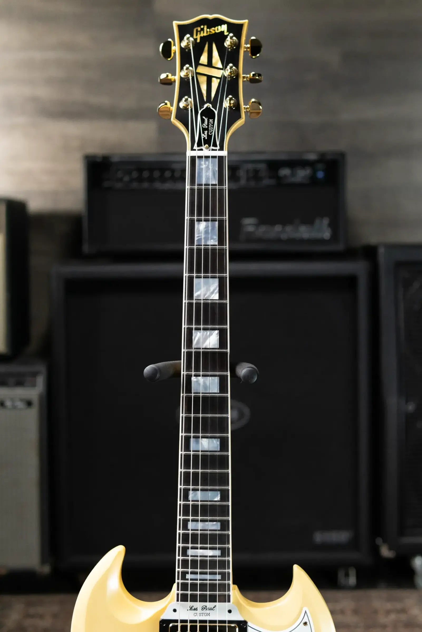 Gibson Custom Shop 1963 Les Paul SG Custom Reissue 3-Pickup with Maestro VOS Electric Guitar - Classic White with Hardshell Case