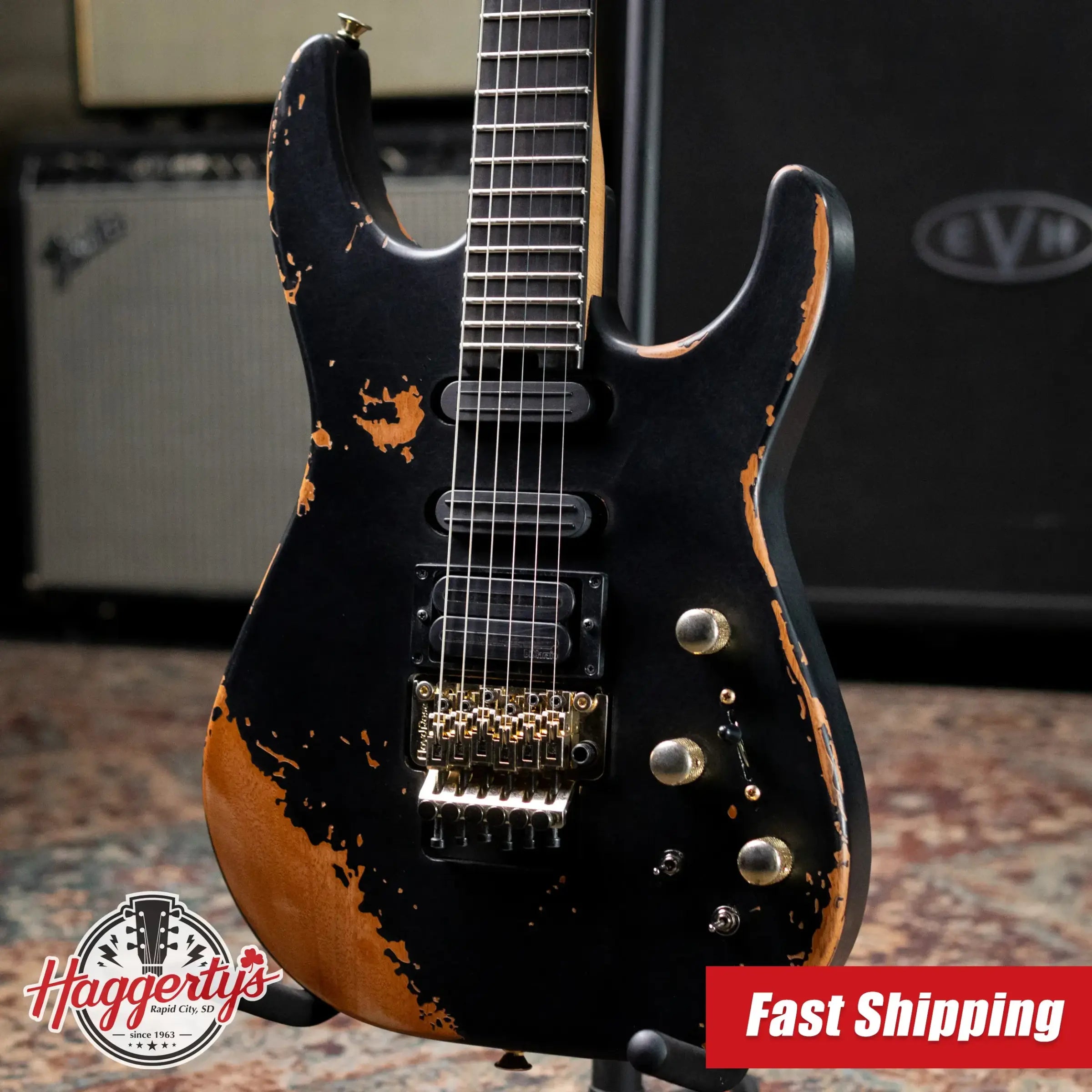 Jackson Pro Series Signature Phil Collen PC1-E Electric Guitar - Worn Black with Soft Case