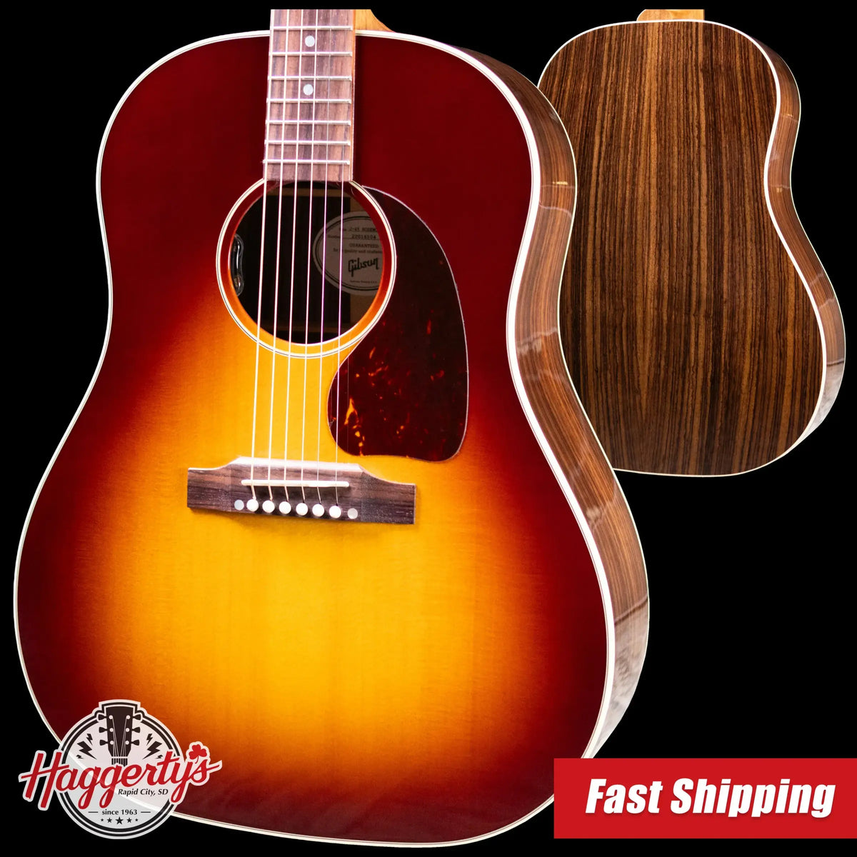 Gibson J-45 Standard HiFi DNA Rosewood Acoustic/Electric Guitar - Rosewood Burst with Hardshell Case