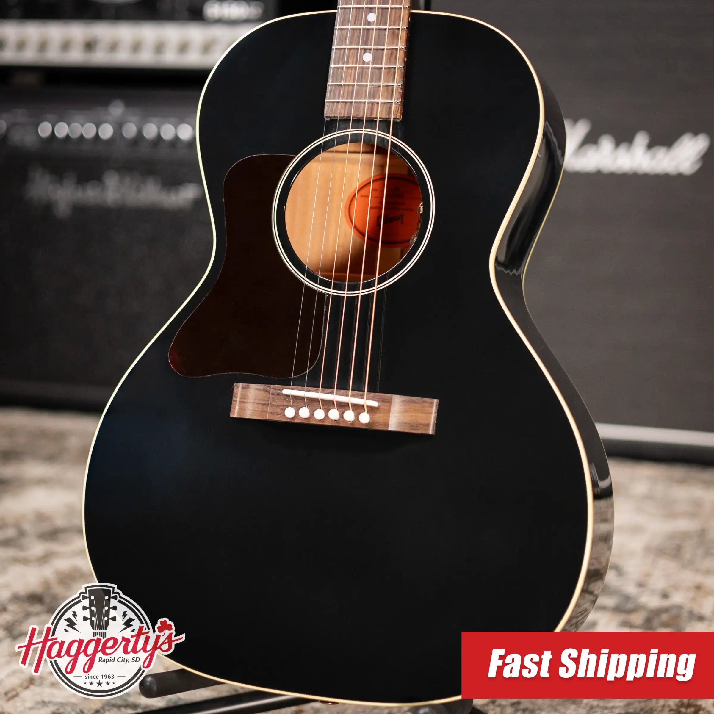 Gibson L-00 Original Left-Handed Acoustic/Electric Guitar - Ebony with Hardshell Case