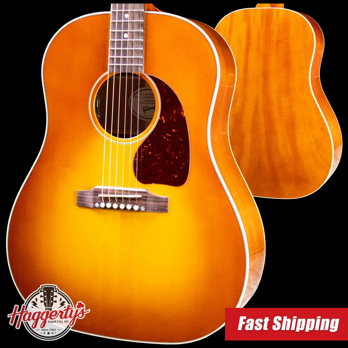Gibson J-45 Standard Acoustic/Electric Guitar - Heritage Cherry Sunburst with Hardshell Case