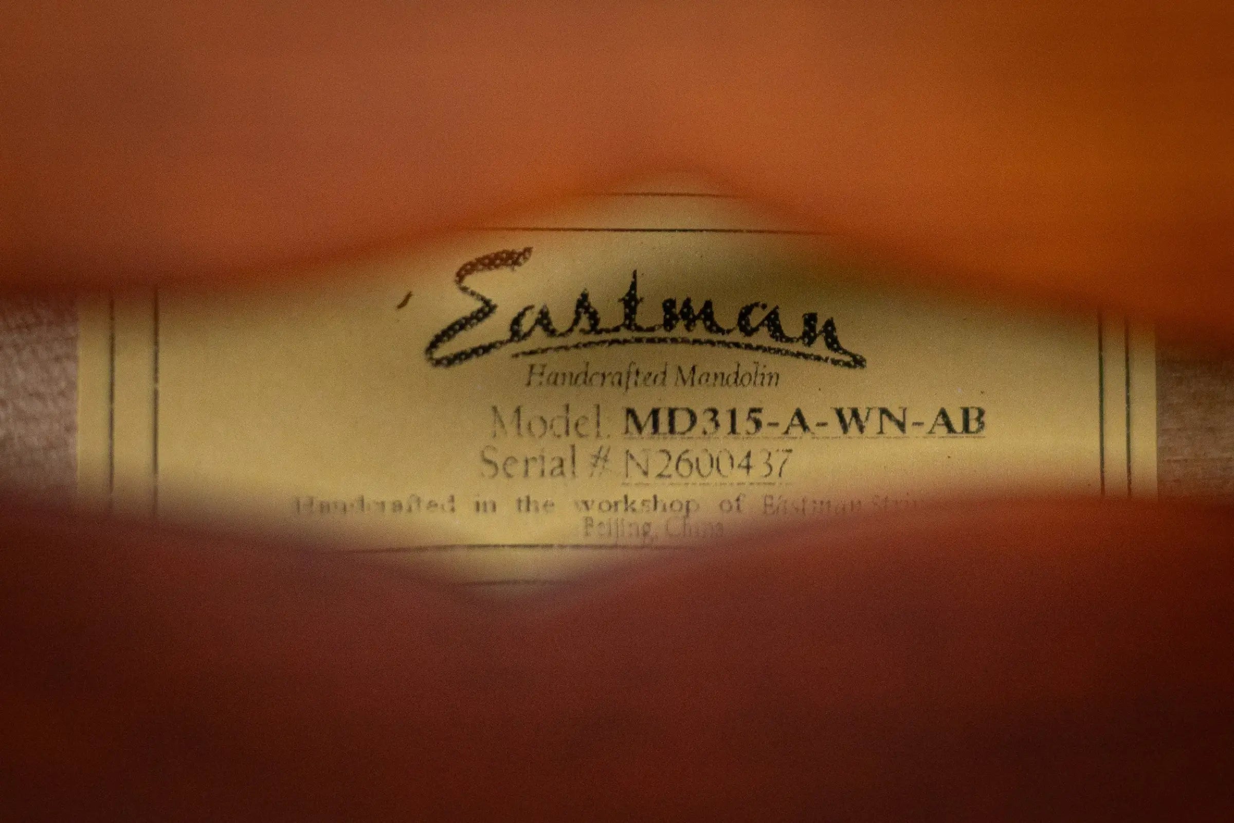 Eastman MD315 F-Style Wide Neck Mandolin - Amberburst with Gig Bag