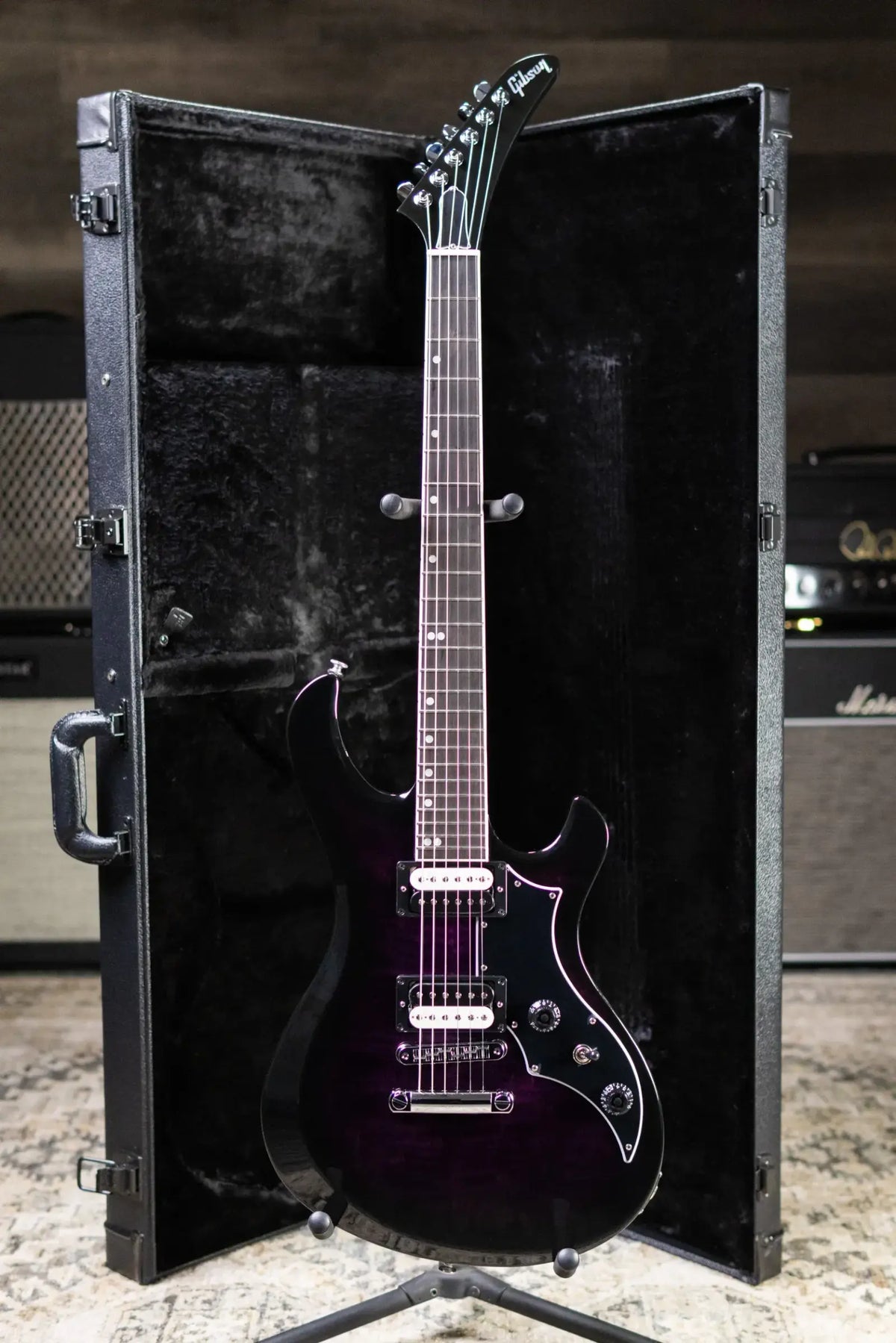 Gibson Victory Figured Top Electric Guitar - Dark Purple Burst with Hardshell Case
