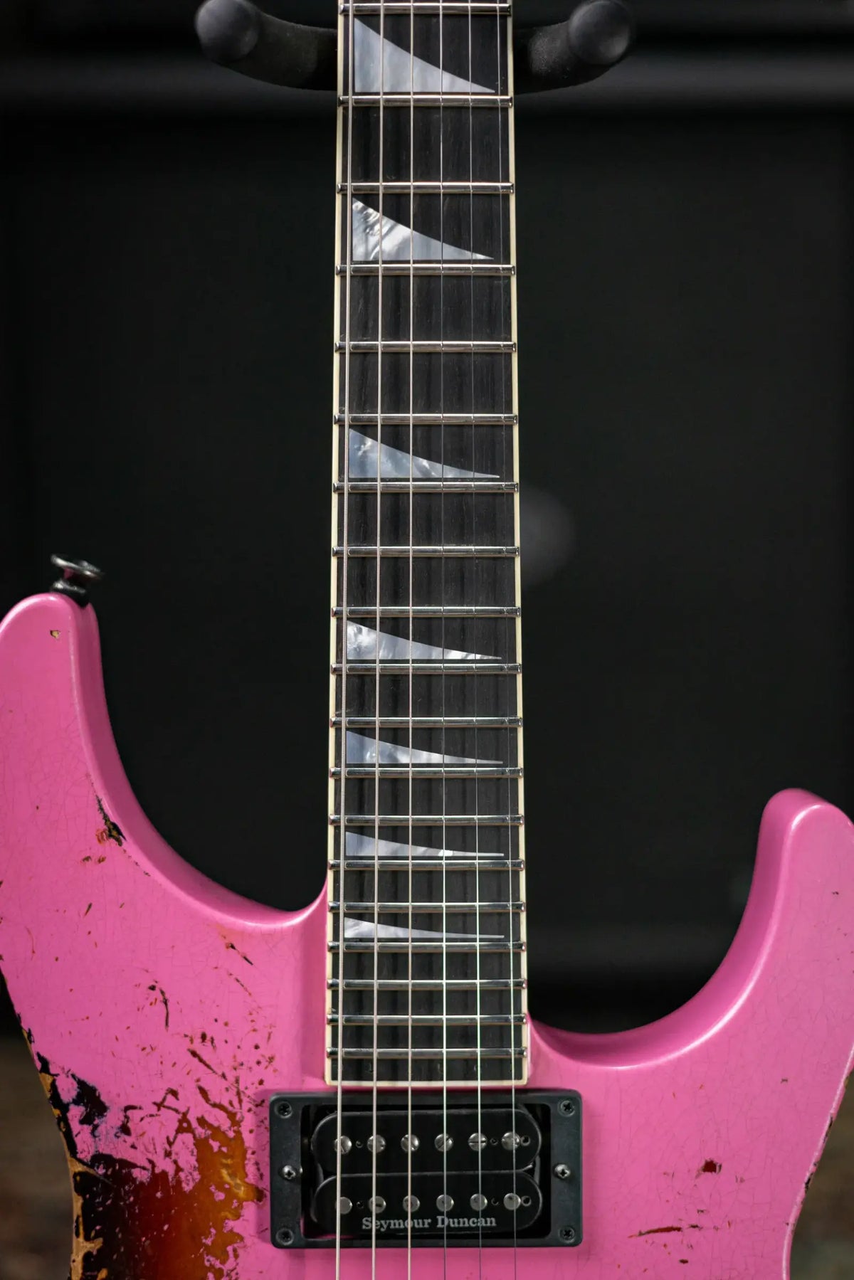 Jackson Custom Shop Special Edition Soloist 2H FR Electric Guitar - Nitro Tour Relic Platinum Pink over 3-Tone Sunburst with Hardshell Case