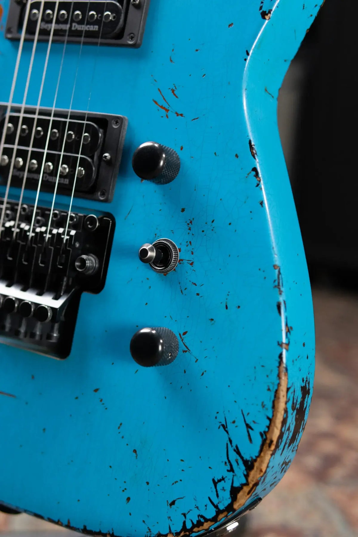 Jackson Custom Shop Special Edition Soloist Electric Guitar - Nitro Tour Relic Robins Egg Blue over 3-Tone Sunburst with Hardshell Case
