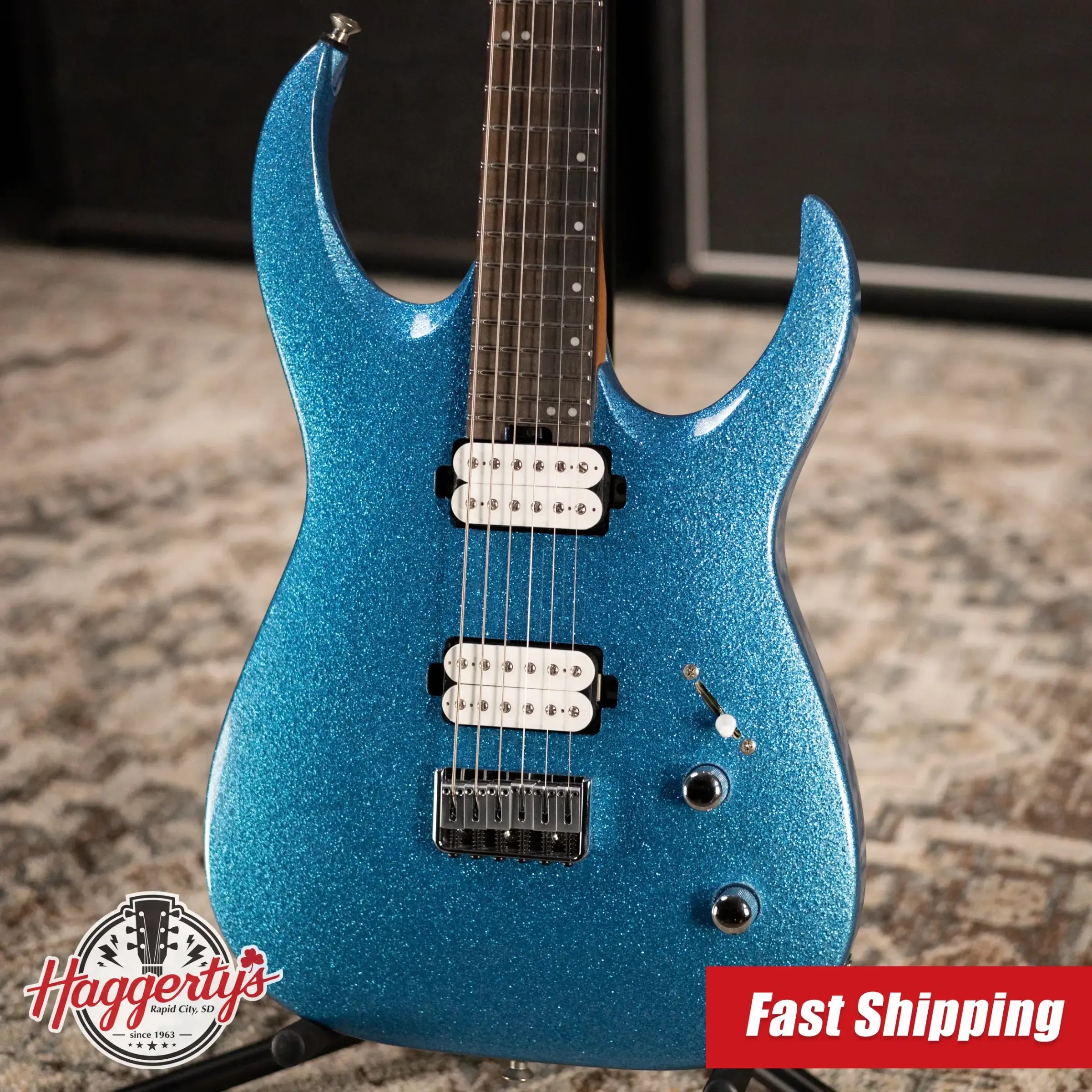 Jackson Pro Series Signature Misha Mansoor Juggernaut HT6 Ebony Fingerboard - Blue Sparkle with Gig Bag - Demo