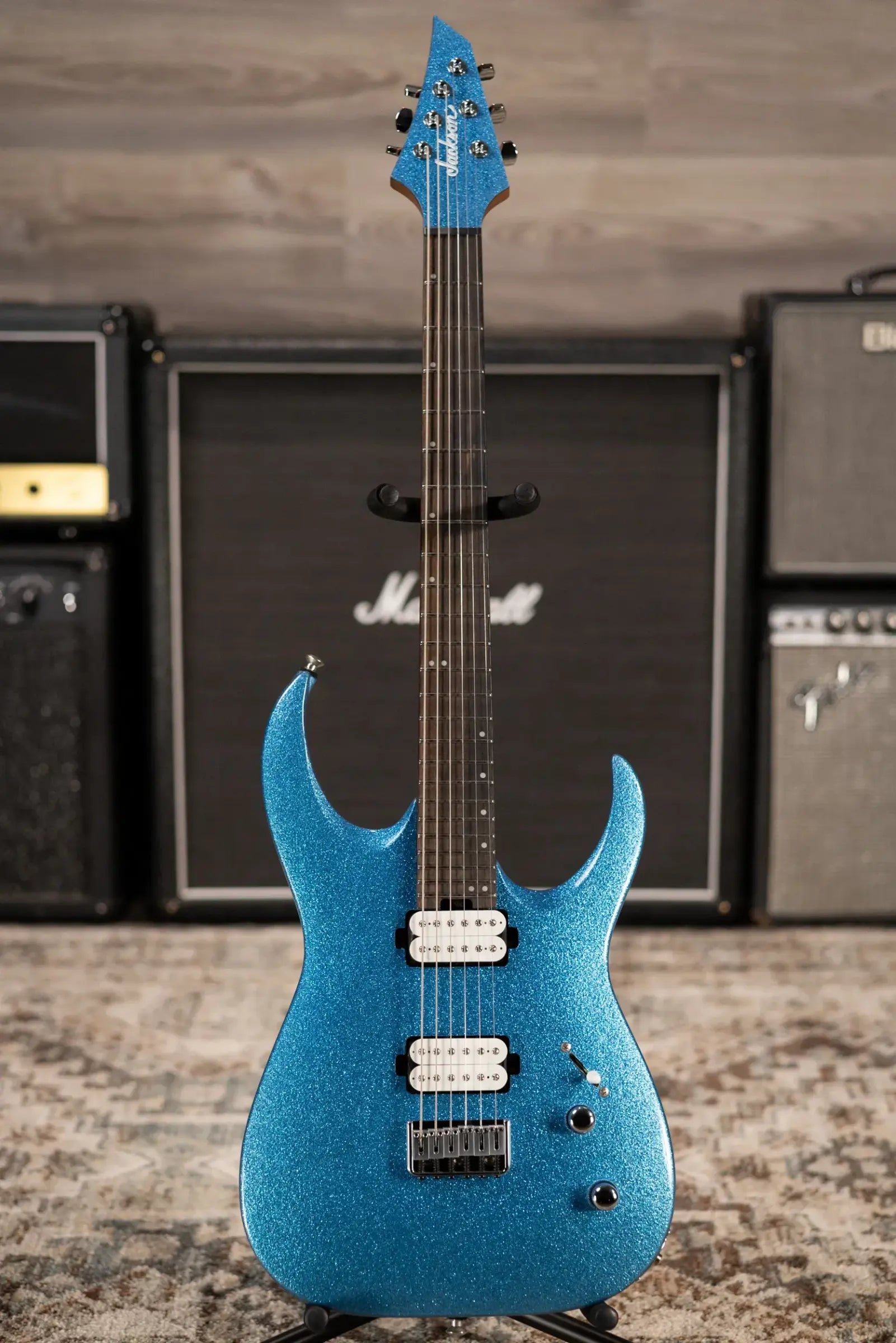 Jackson Pro Series Signature Misha Mansoor Juggernaut HT6, Ebony Fingerboard - Blue Sparkle with Gig Bag