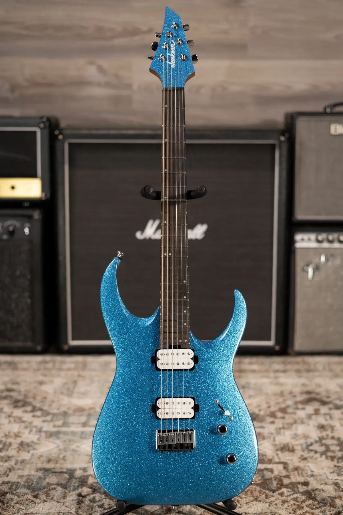 Jackson Pro Series Signature Misha Mansoor Juggernaut HT6 Ebony Fingerboard - Blue Sparkle with Gig Bag - Demo