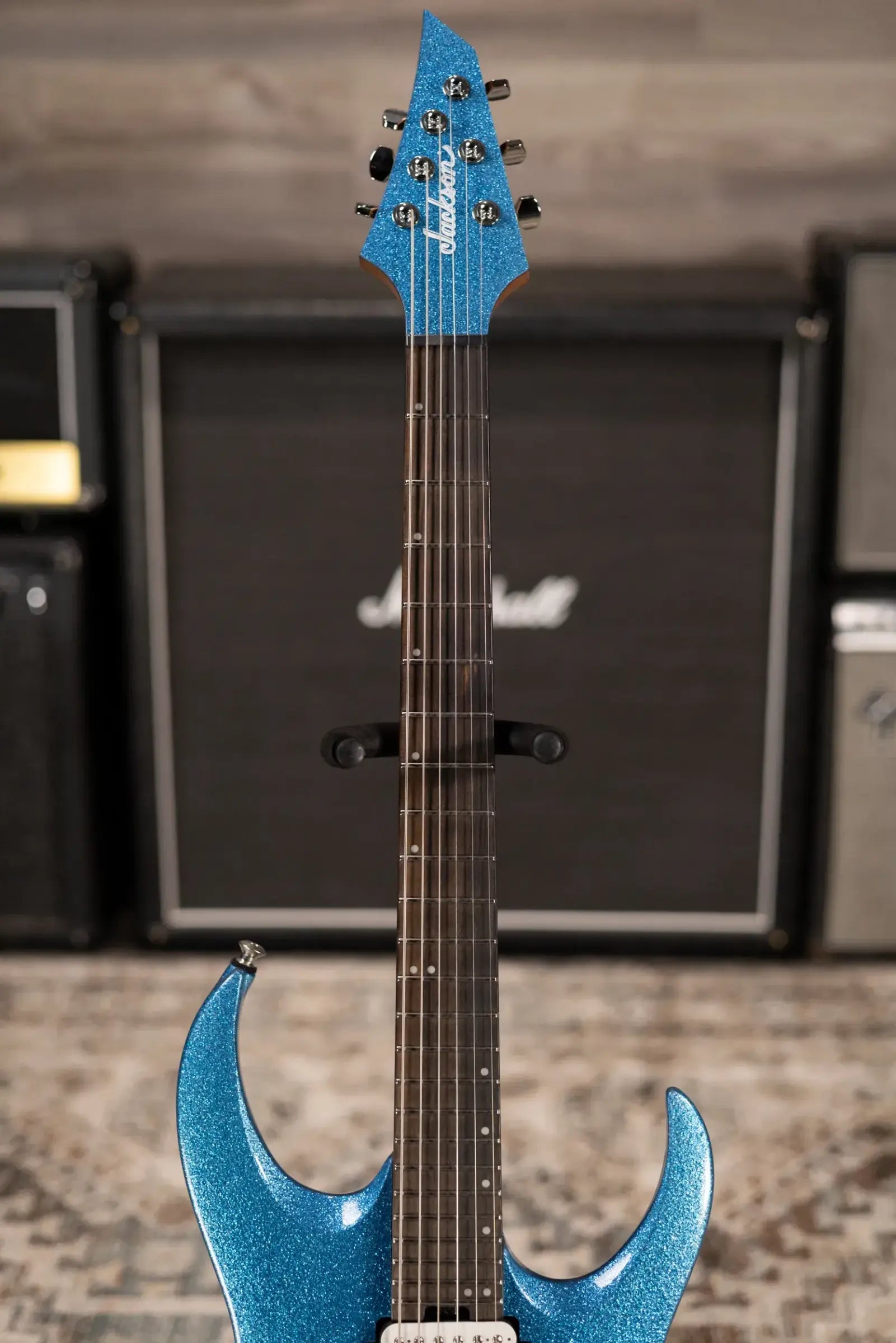 Jackson Pro Series Signature Misha Mansoor Juggernaut HT6 Ebony Fingerboard - Blue Sparkle with Gig Bag - Demo