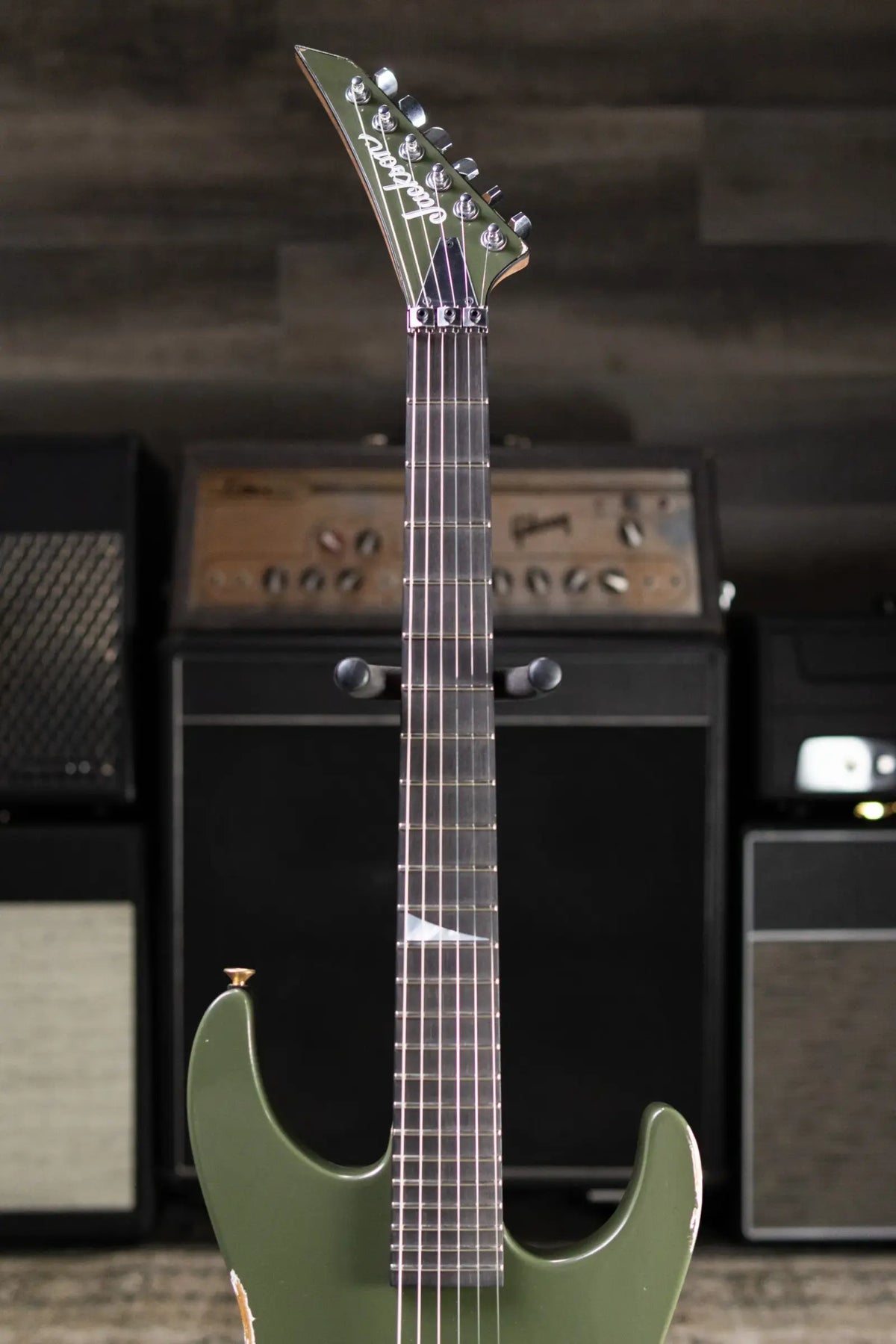 Jackson USA Custom Shop 2026 NAMM Special Edition Dinky Electric Guitar - Army Drab Green Relic with Hardshell Case