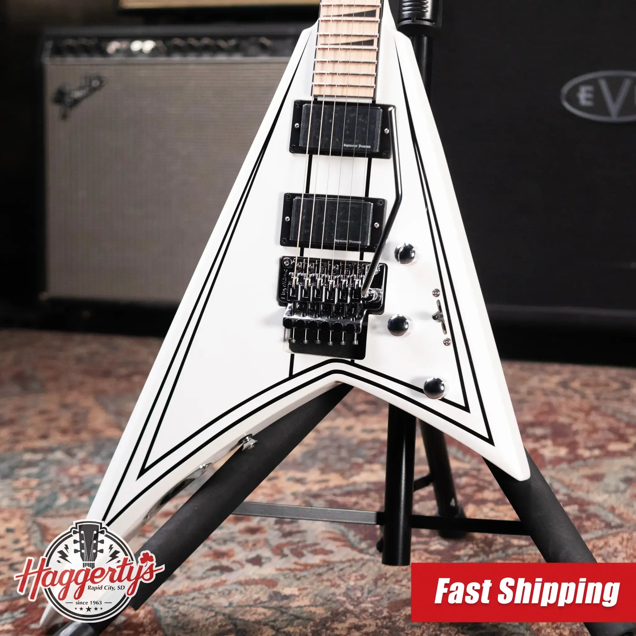 Jackson X Series Rhoads RRX24M Electric Guitar - Snow White with Black Pinstripes