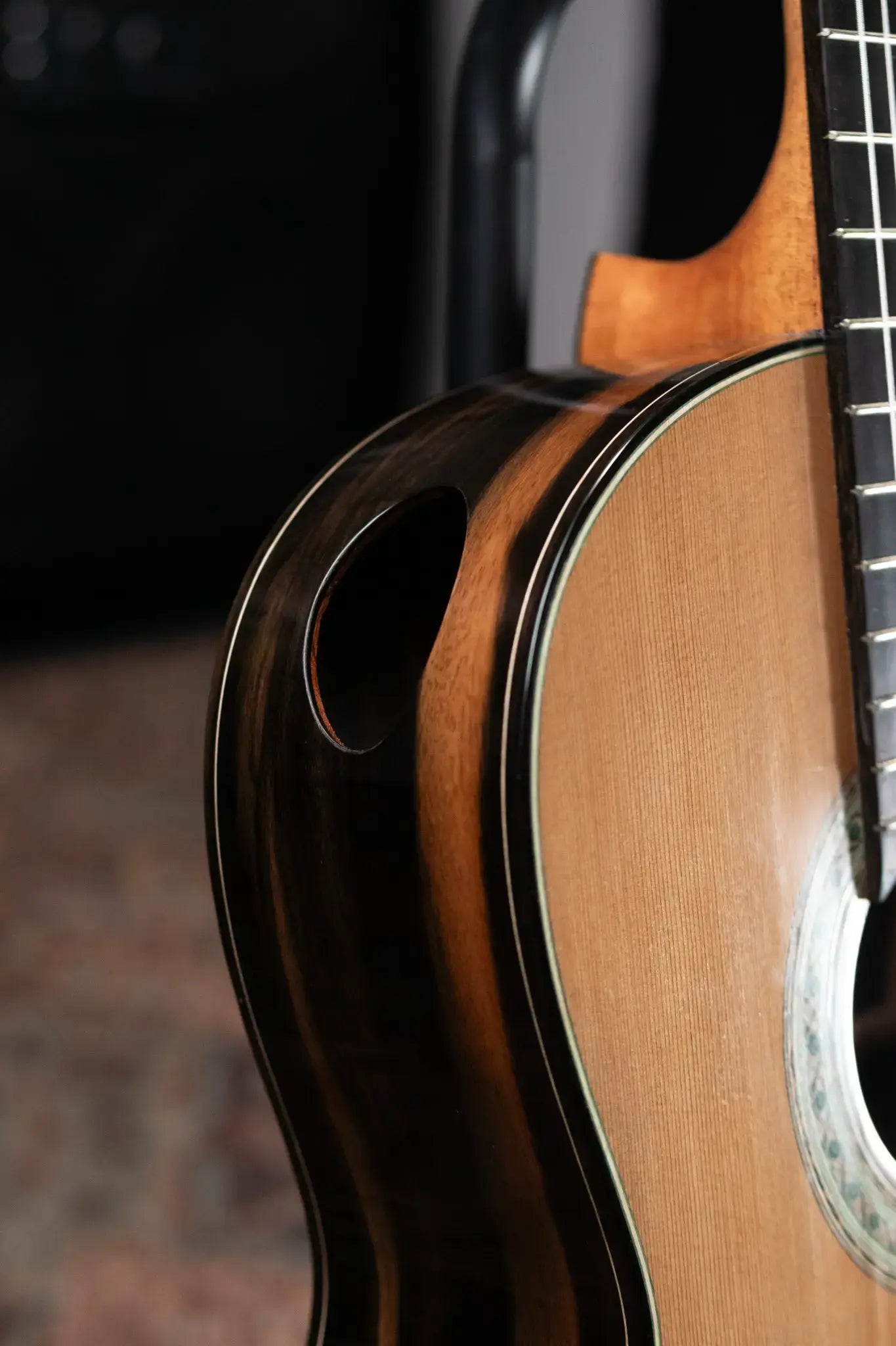 Jose Marques Doubletop Classical Acoustic Guitar - Exotic Ebony, Cedar Top with Hardshell Case
