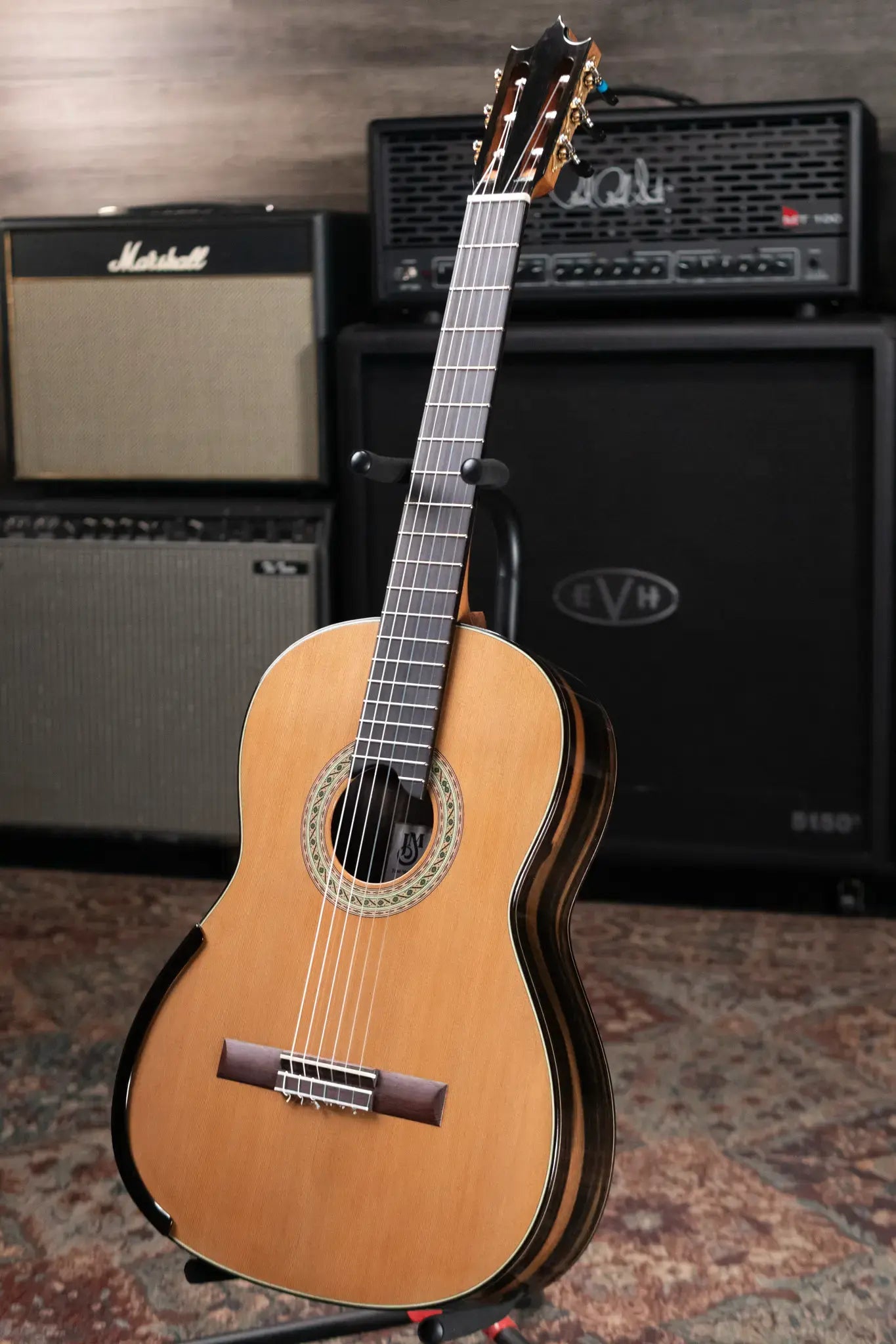 Jose Marques Doubletop Classical Acoustic Guitar - Exotic Ebony, Cedar Top with Hardshell Case