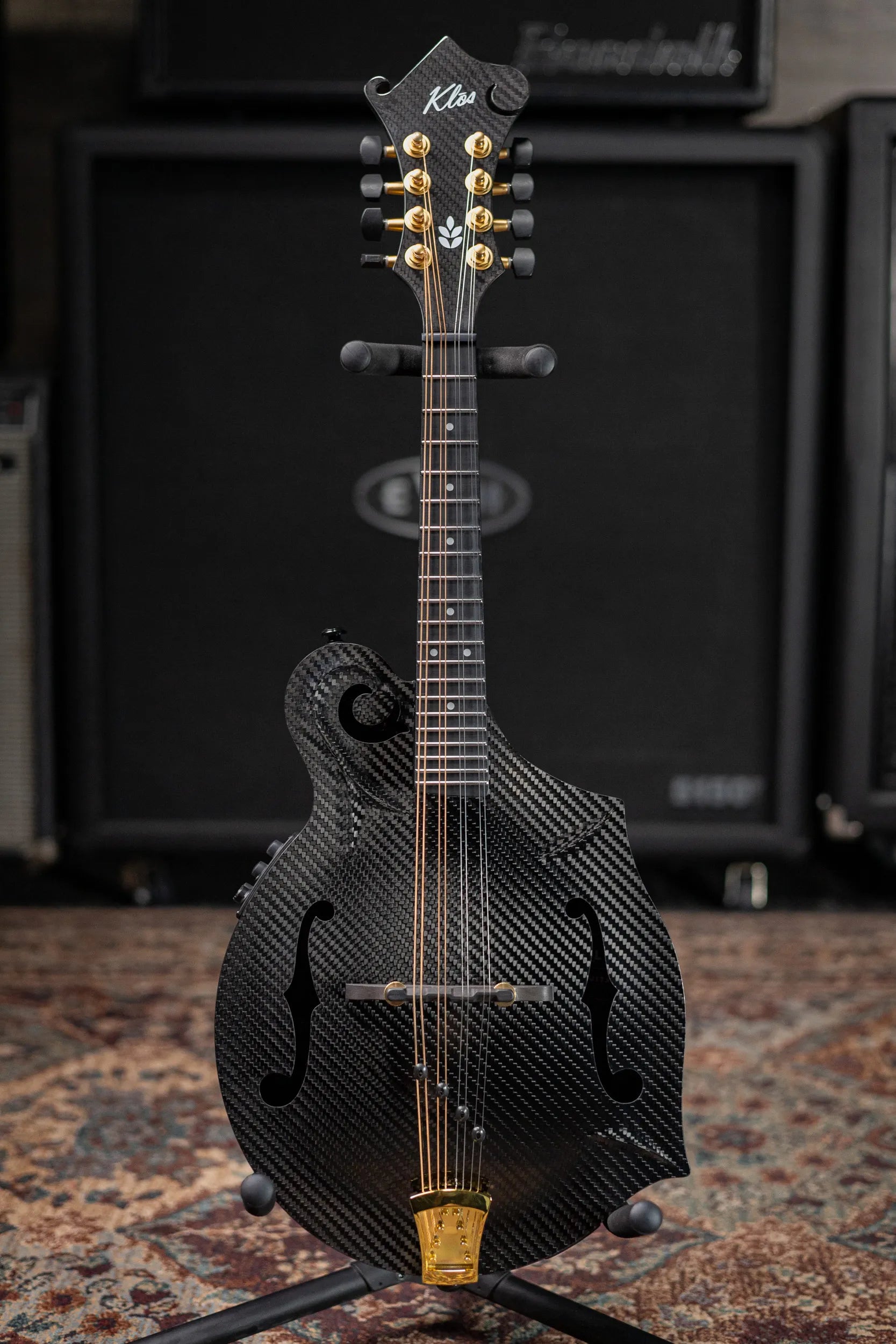 KLOS Full Carbon F-Style DAE EQ Acoustic/Electric Mandolin - Gold Hardware with Fiberglass Hardshell Case