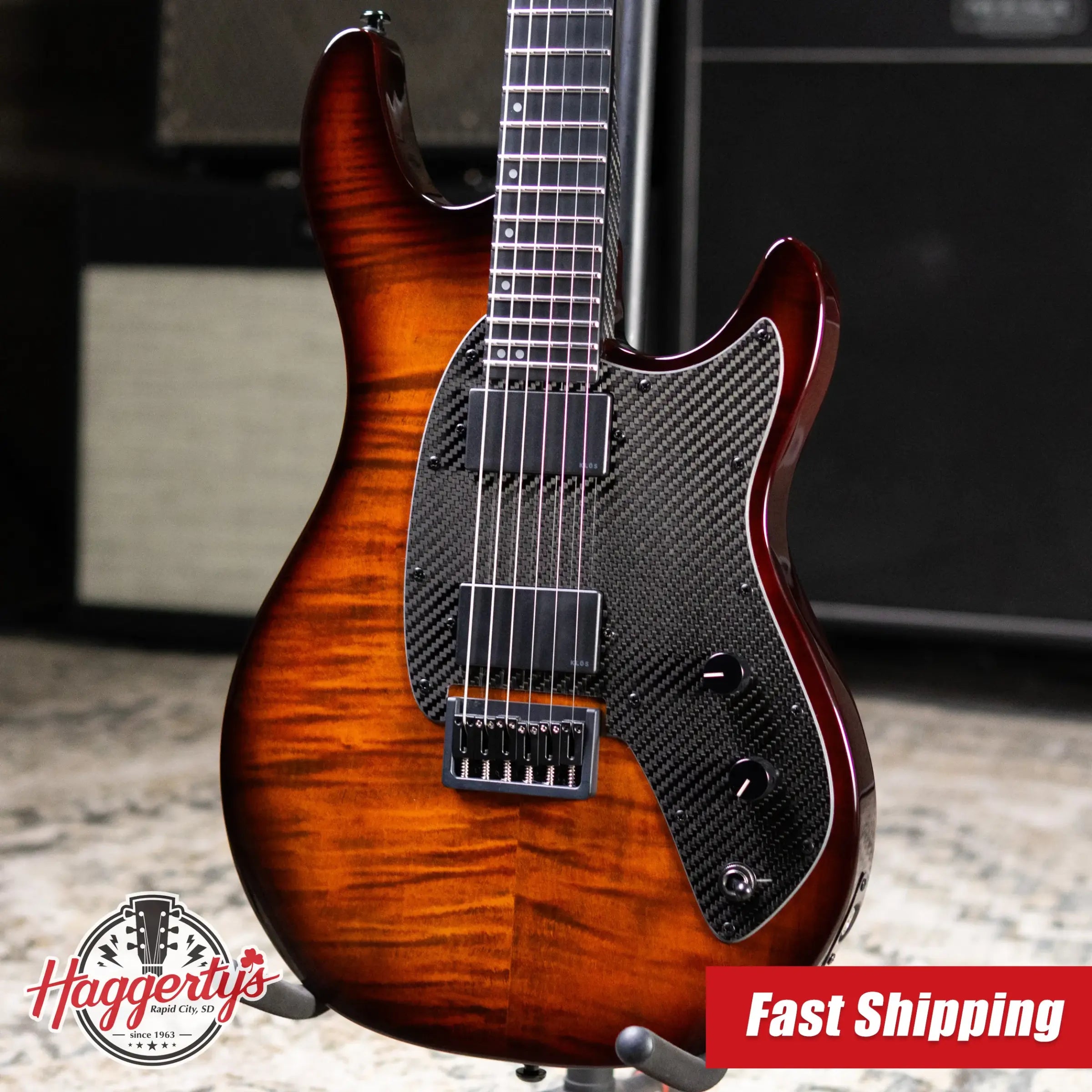KLOS Custom Series Artemis 24 HH Electric Guitar - Flame Sunburst with Gig Bag