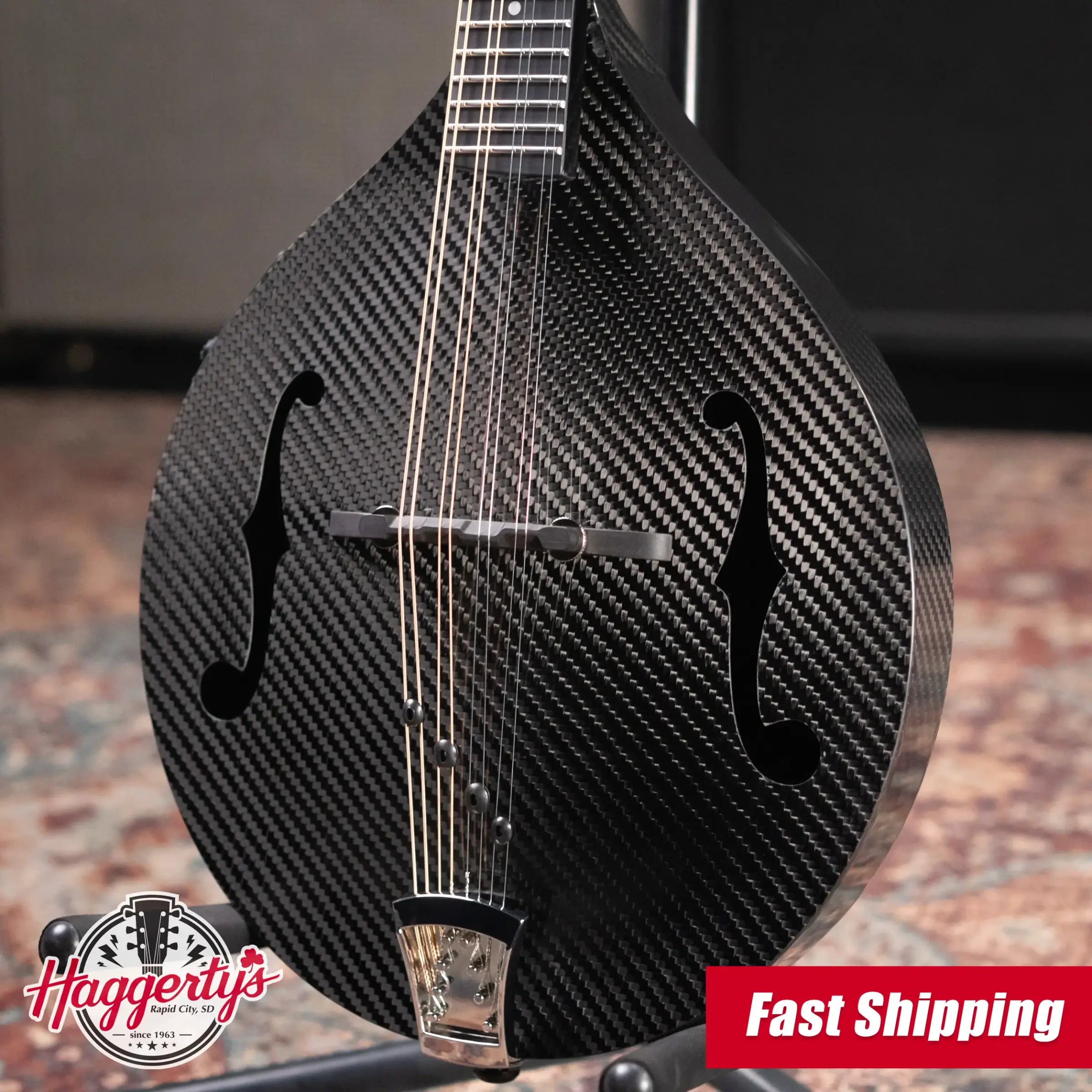 KLOS Full Carbon Deluxe Acoustic/Electric Mandolin - Black Carbon Fiber Twill with Gig Bag