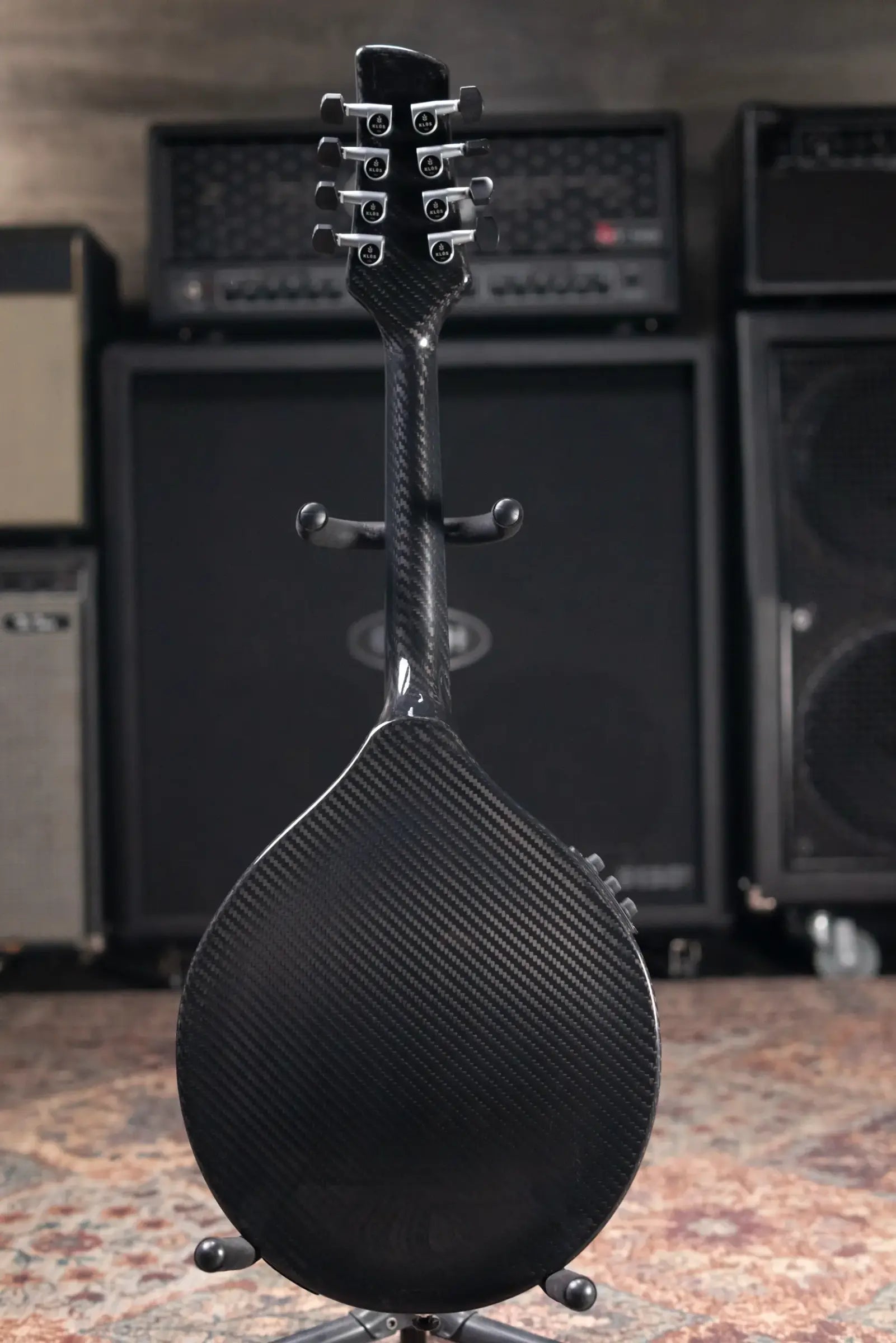 KLOS Full Carbon Deluxe Acoustic/Electric Mandolin - Black Carbon Fiber Twill with Gig Bag